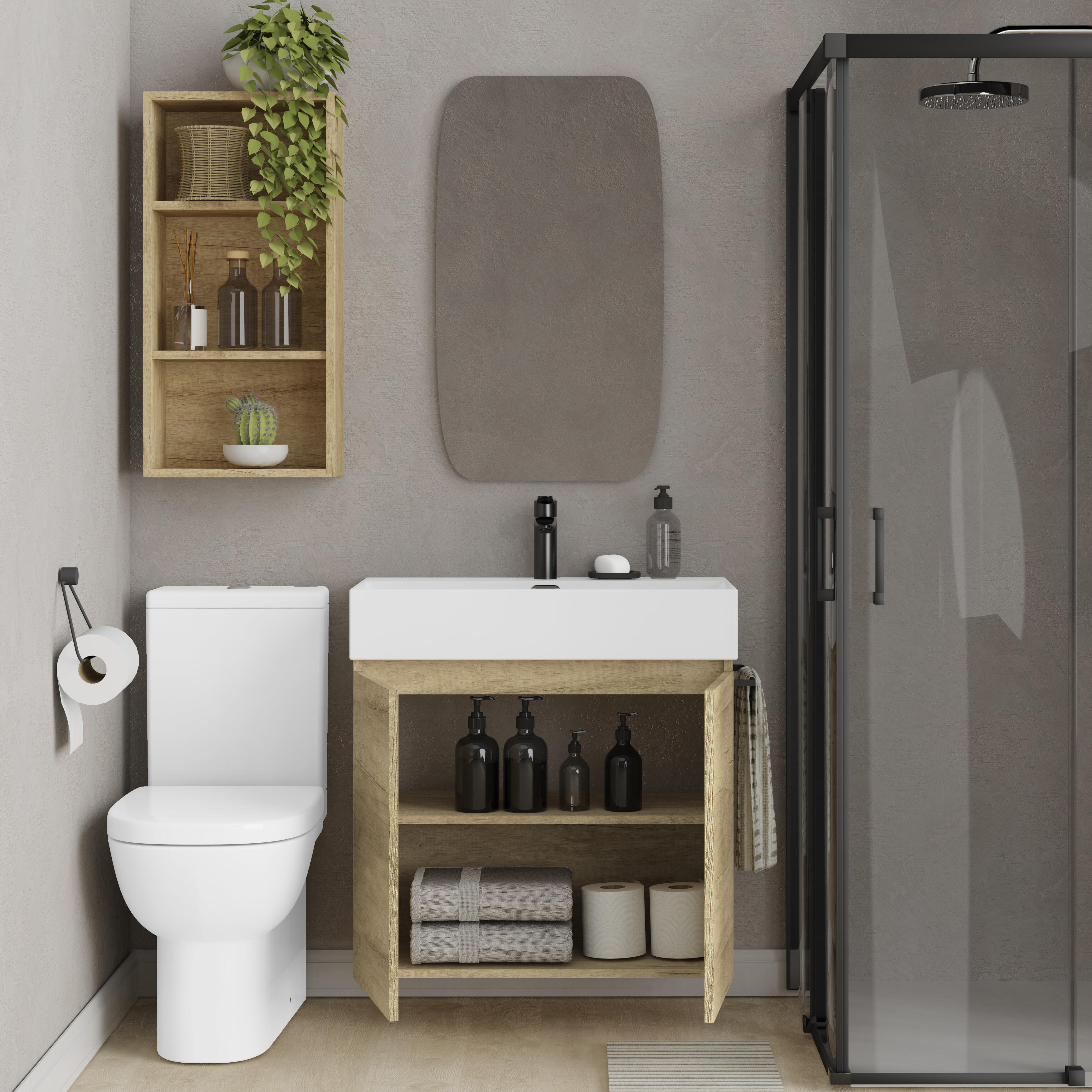 Mueble De Baño Con Lavabo Espacio Xl Olmo 70x36 Cm Leroy Merlin 6894