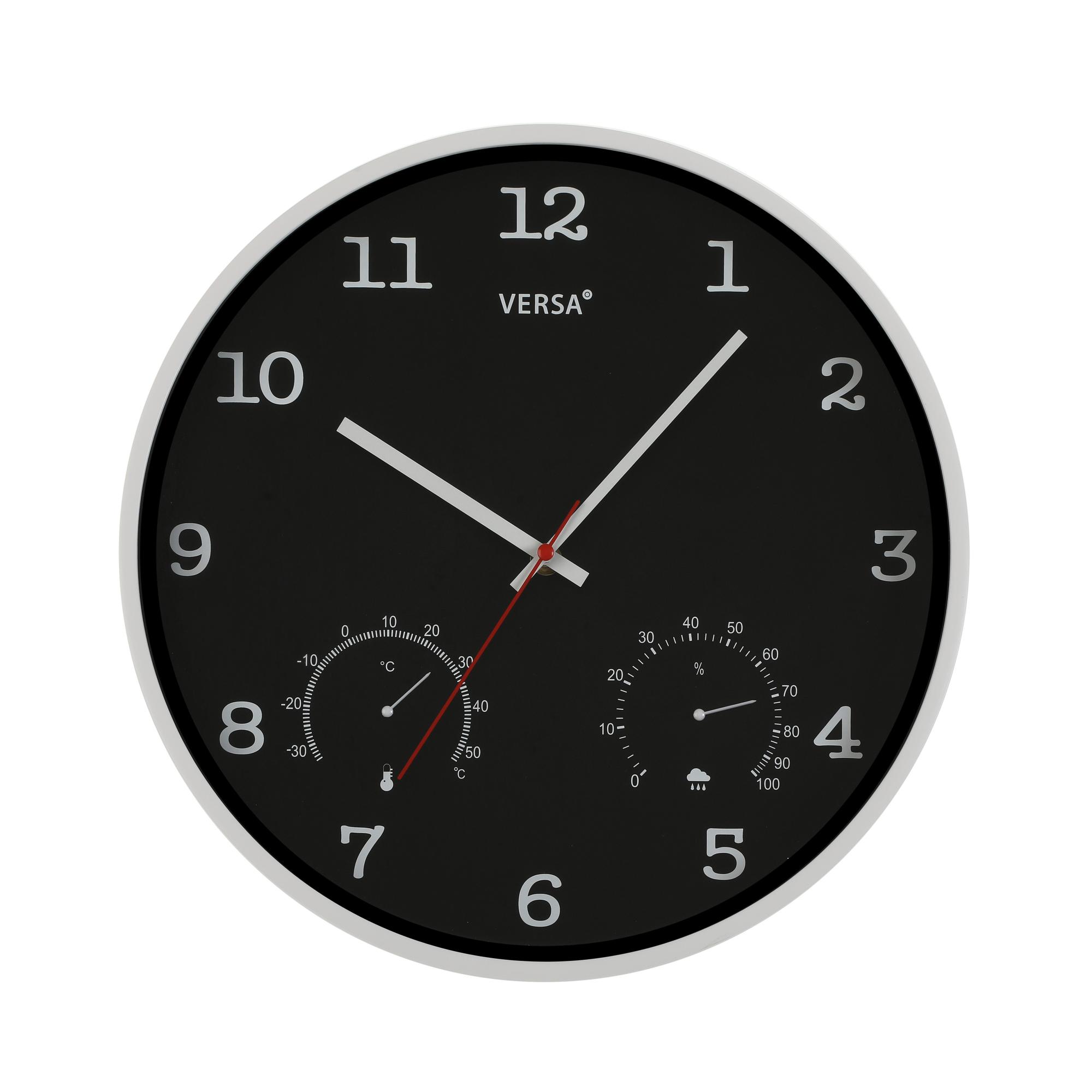 Reloj de pared redondo clásico negro de 35.5 cm