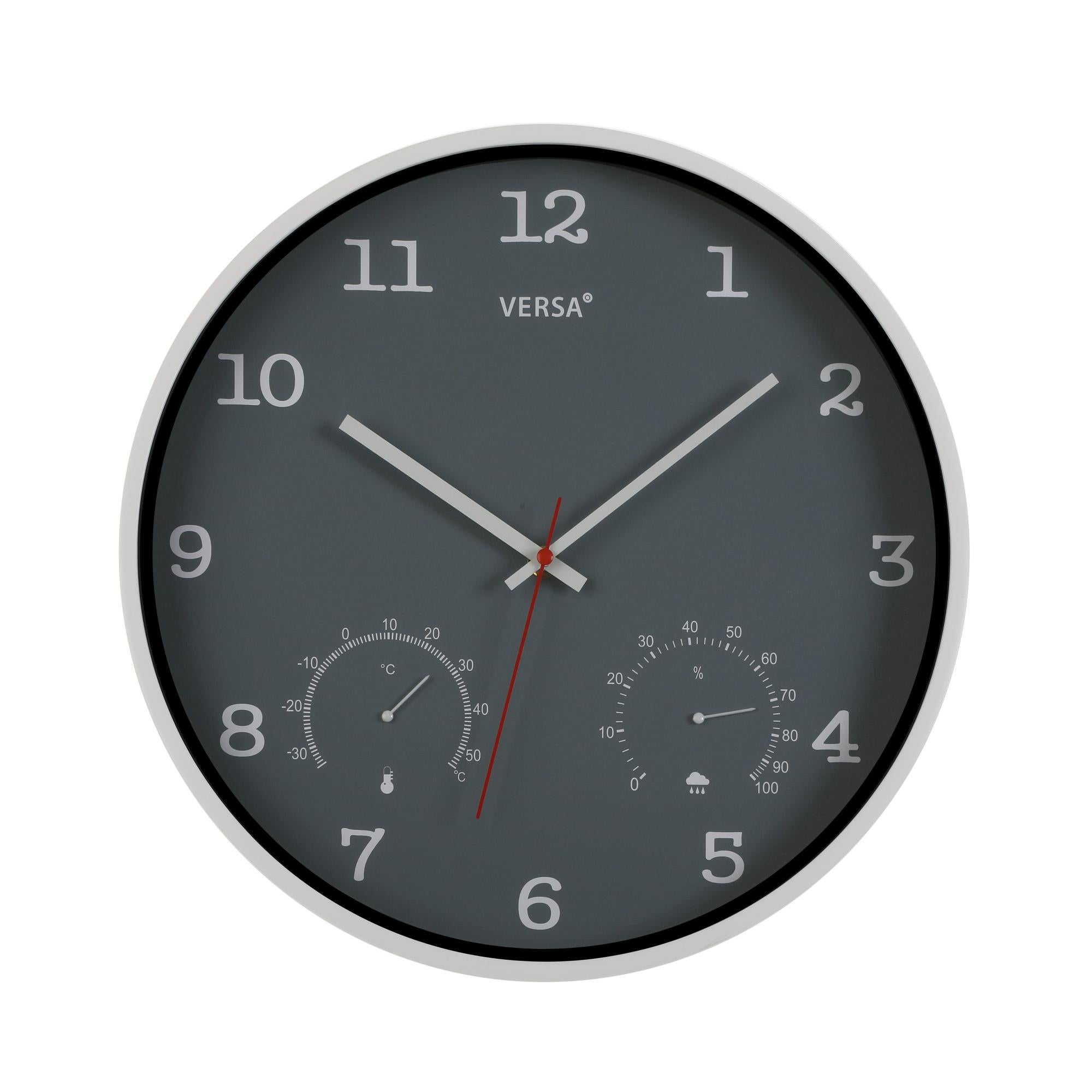 Reloj de pared redondo aluminio gris de 35.5 cm