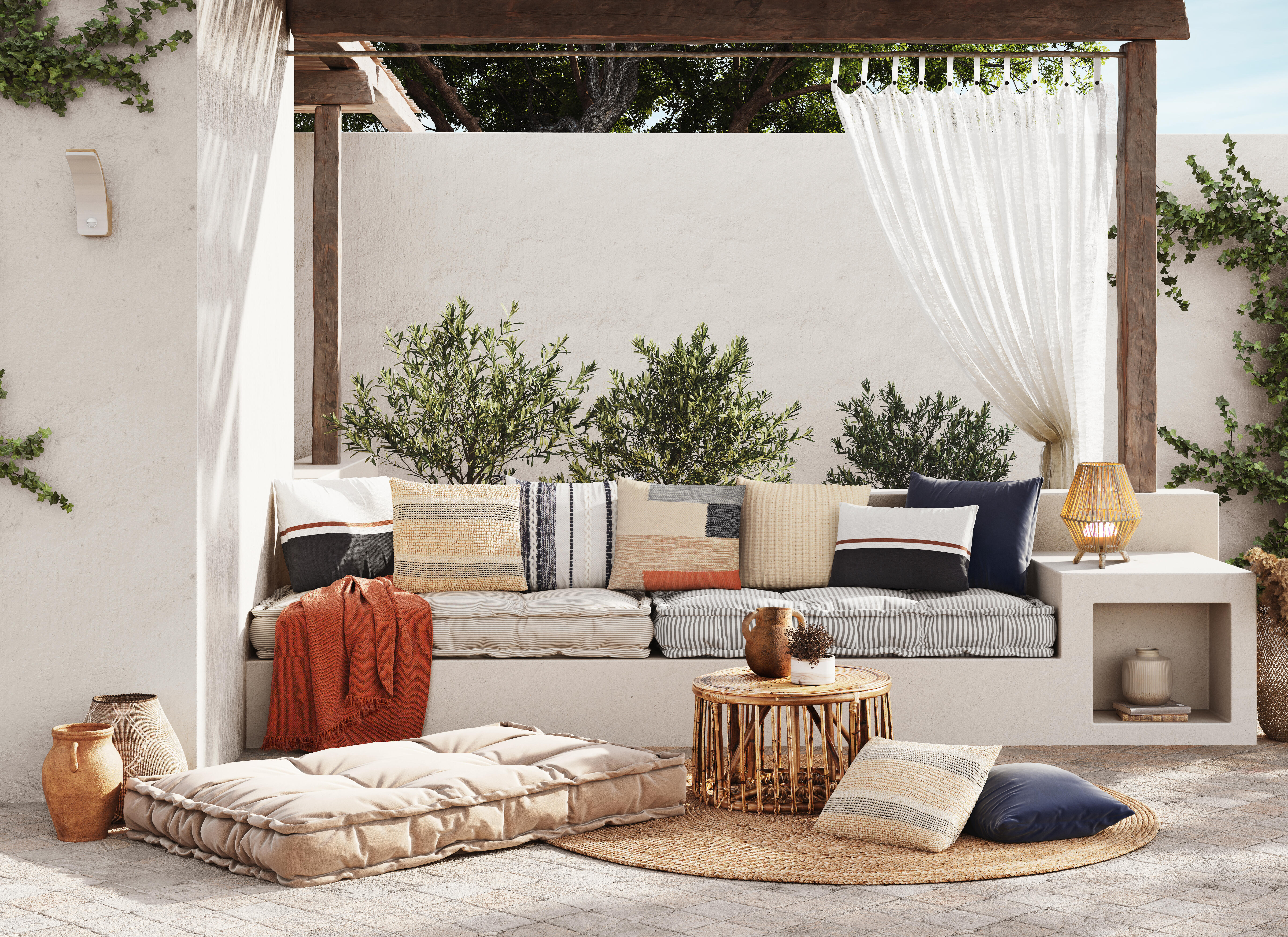 Manta linen navy 100 % algodón de 180x180 cm