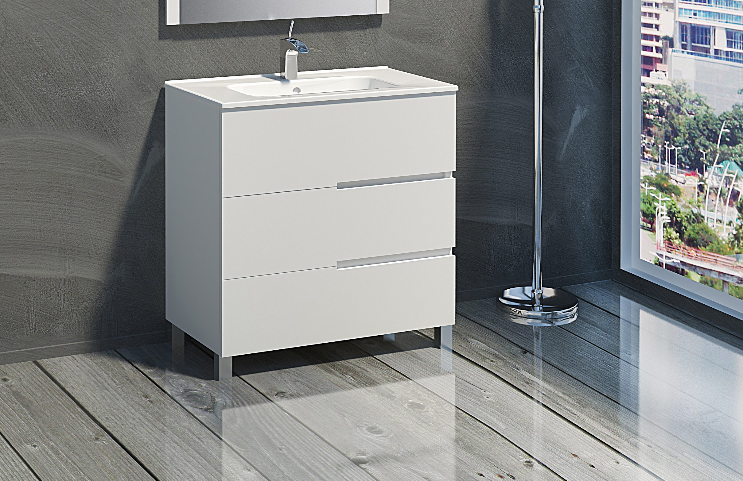 Mueble de baño con lavabo alda blanco 80x45 cm