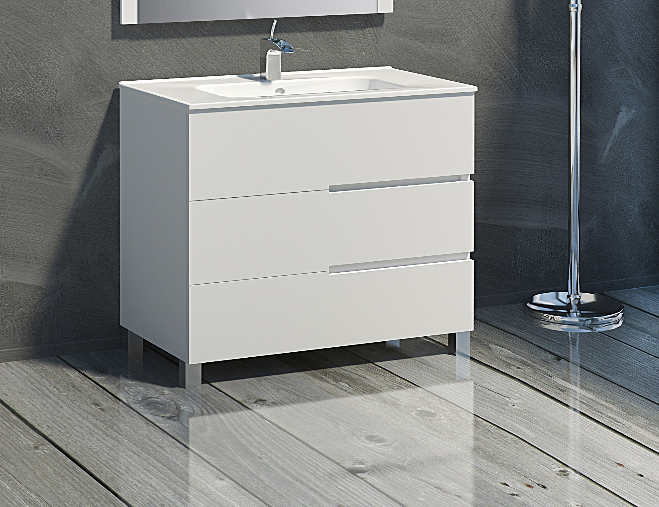 Mueble de baño con lavabo alda blanco 100x45 cm