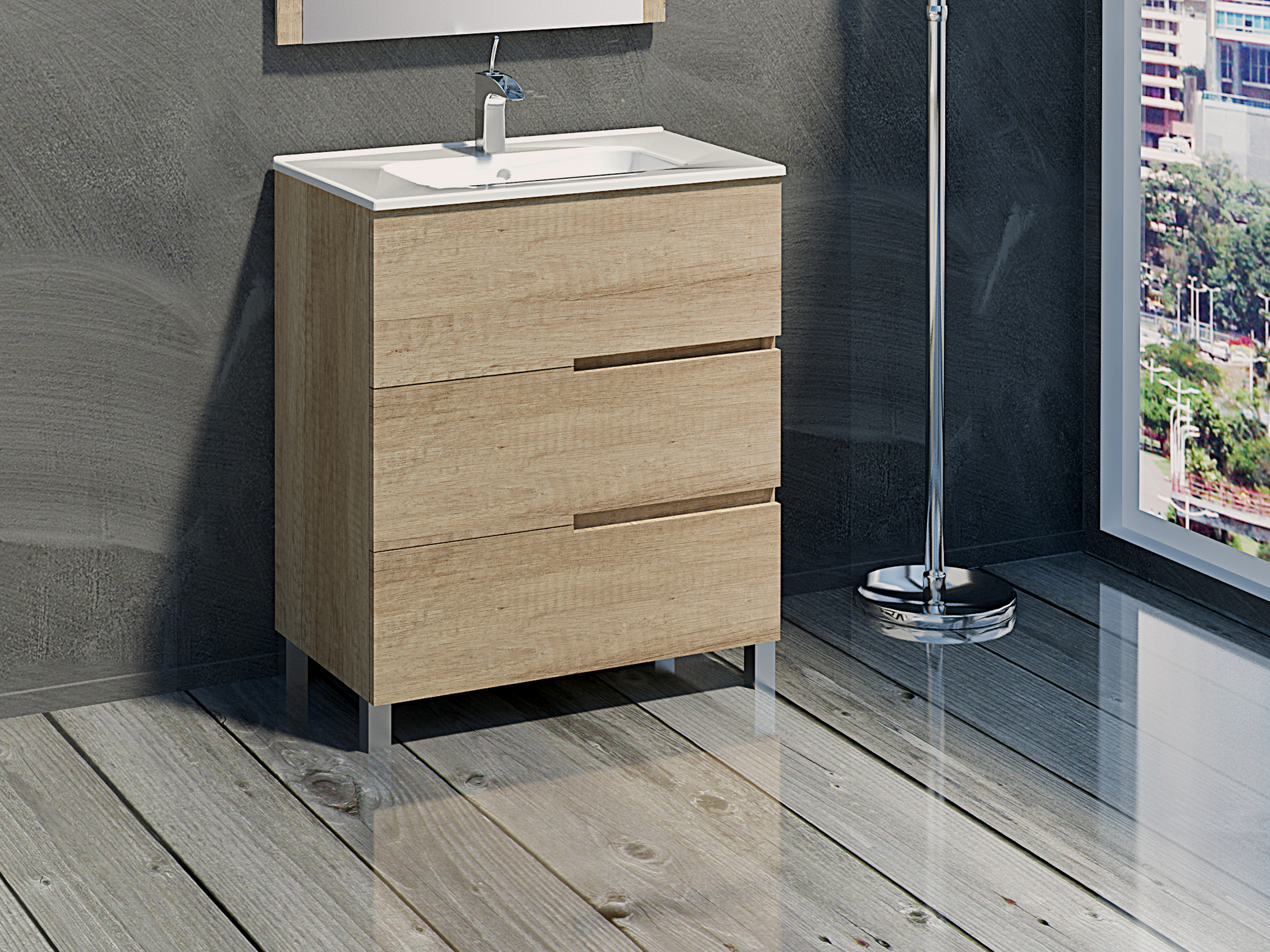 Mueble de baño con lavabo alda olmo 70x45 cm