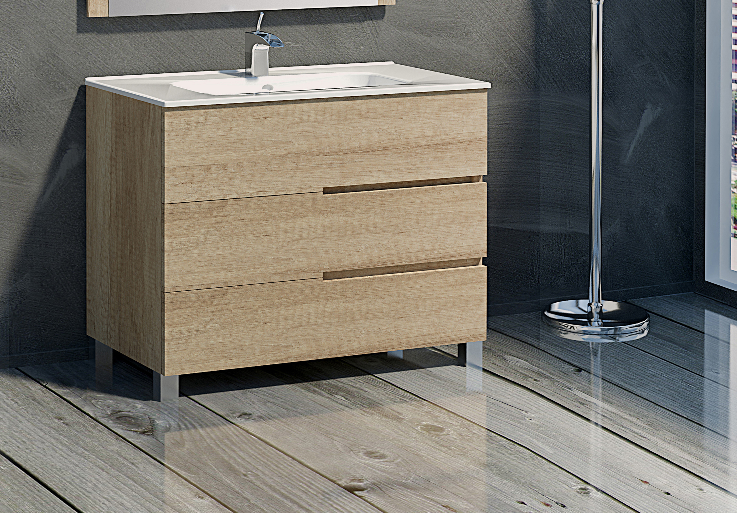 Mueble de baño con lavabo alda olmo 100x45 cm