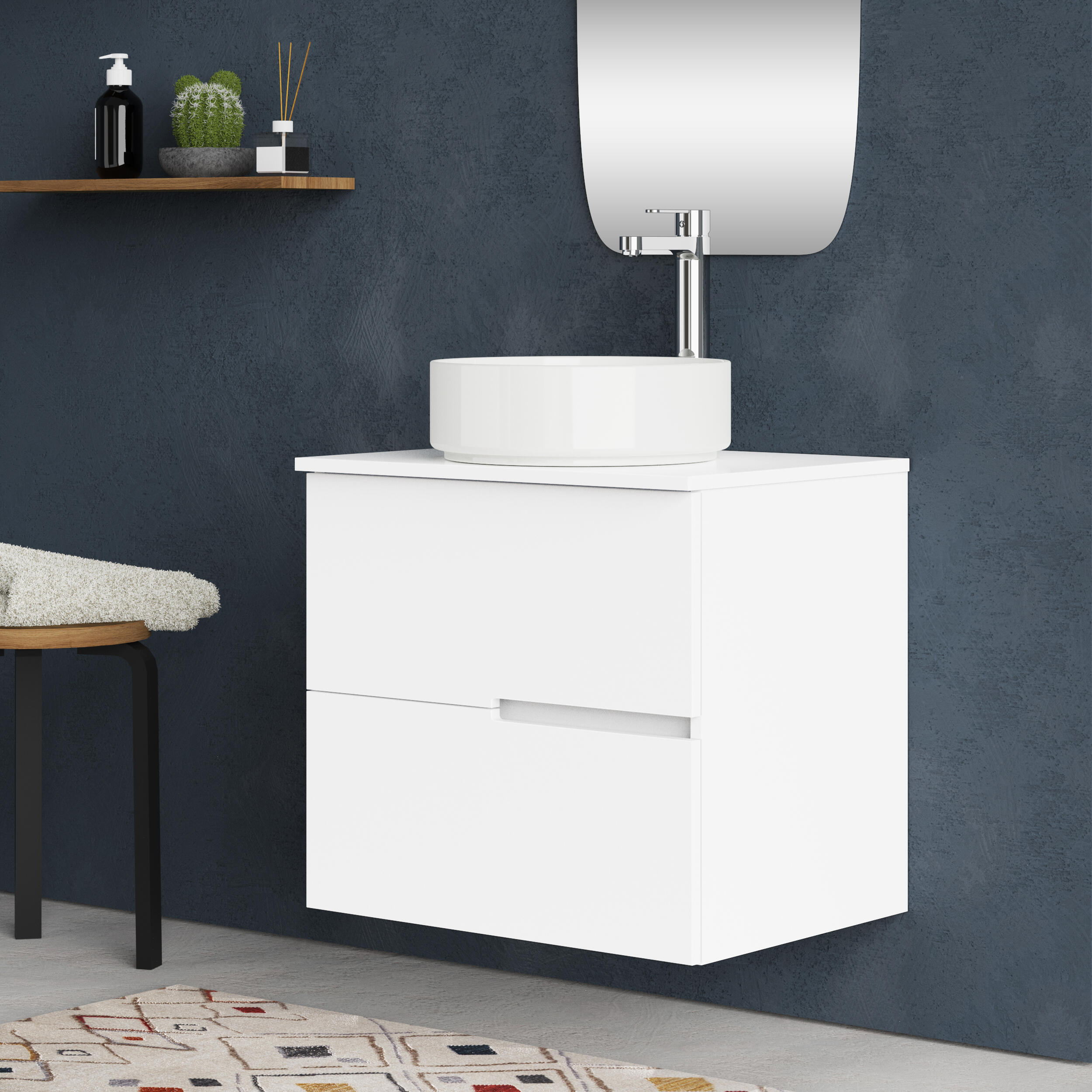 Mueble de baño con lavabo Alda One Box blanco 80x45 cm