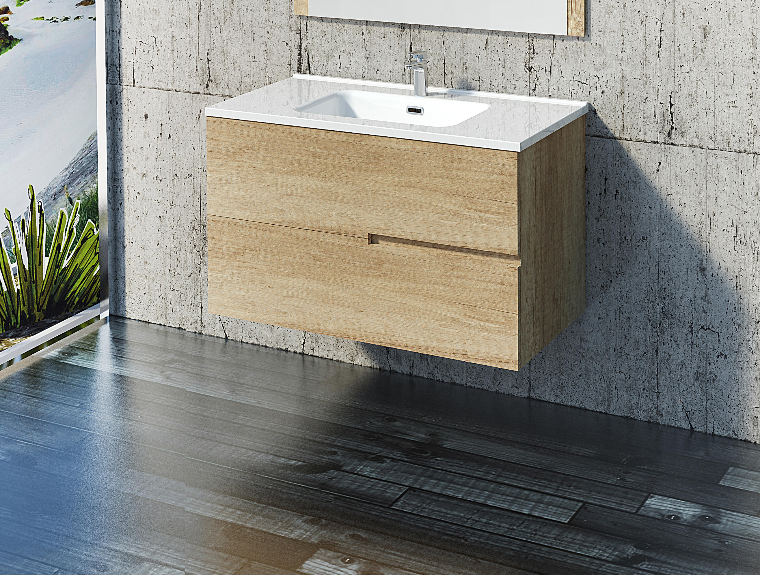 Mueble de baño con lavabo alda olmo 90x45 cm