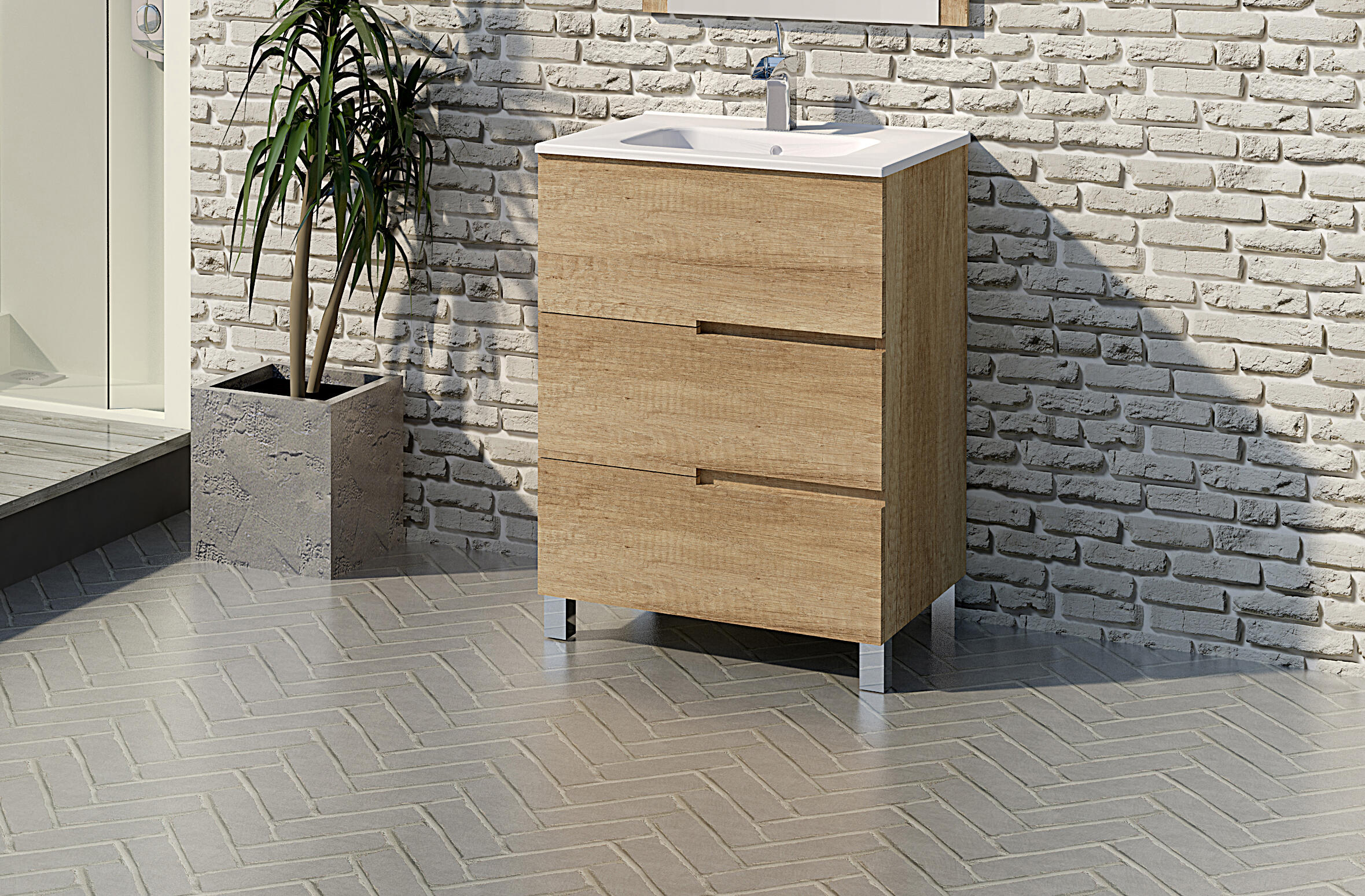 Mueble de baño con lavabo alda olmo 60x45 cm