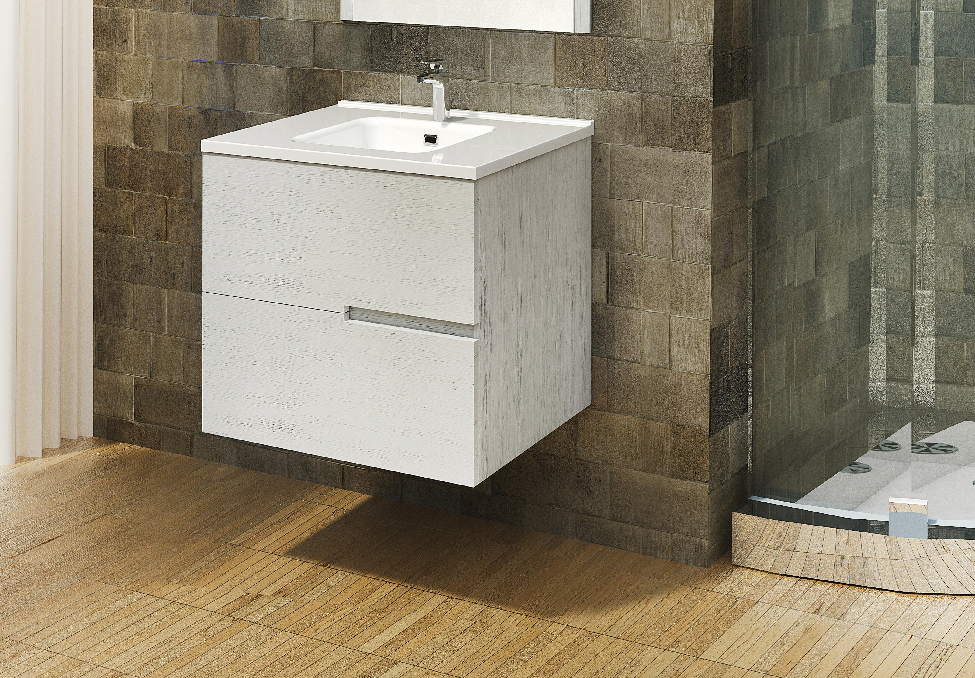 Pack de mueble de baño con lavabo alda gris 60x45 cm