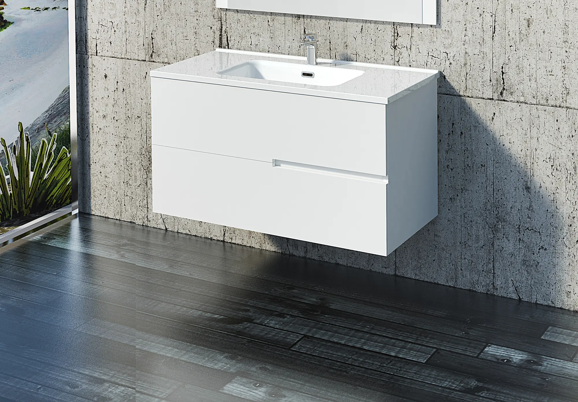 Pack de mueble de baño con lavabo alda blanco 100x45 cm