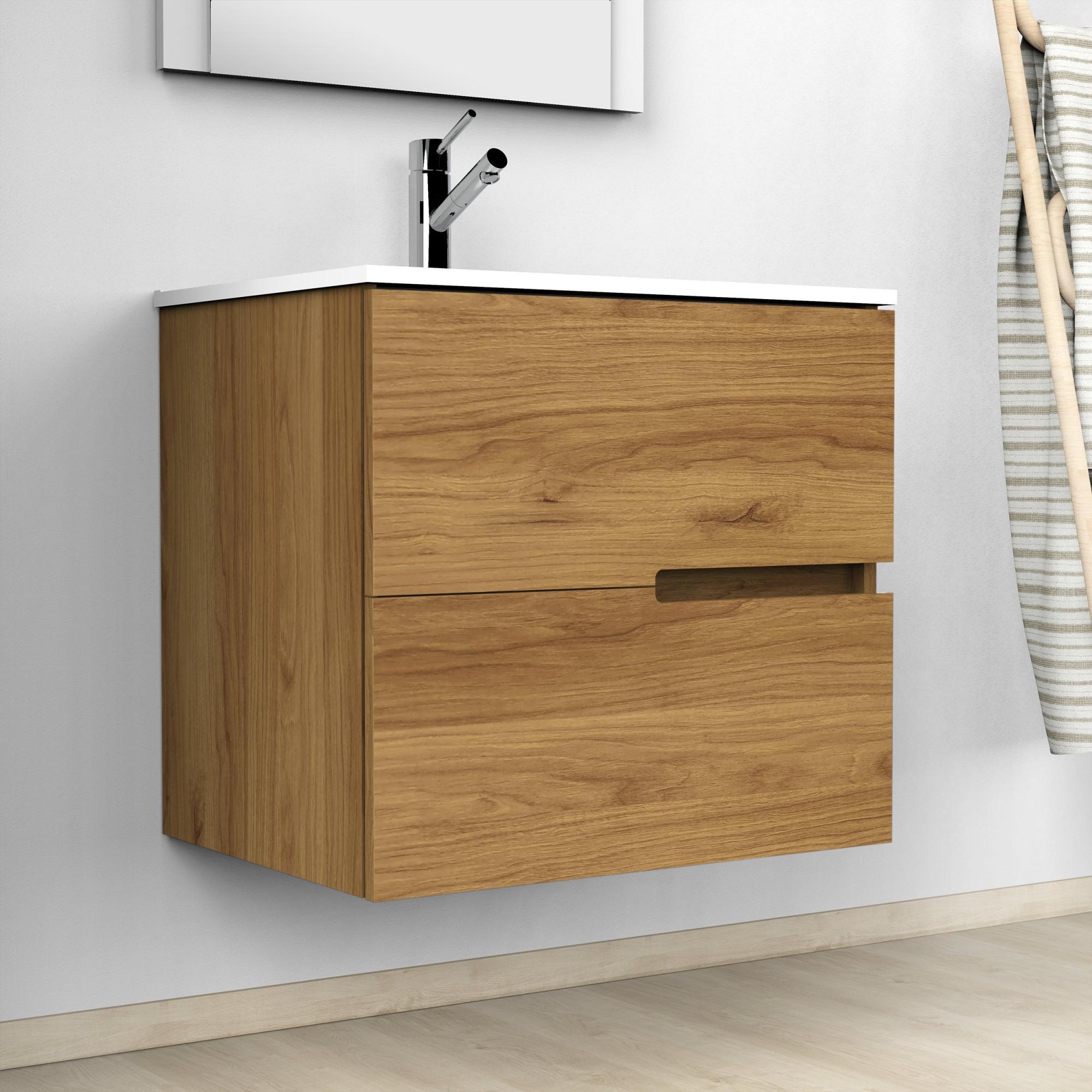 Mueble de baño con lavabo alda teca natural 70x45 cm de la marca Sin marca