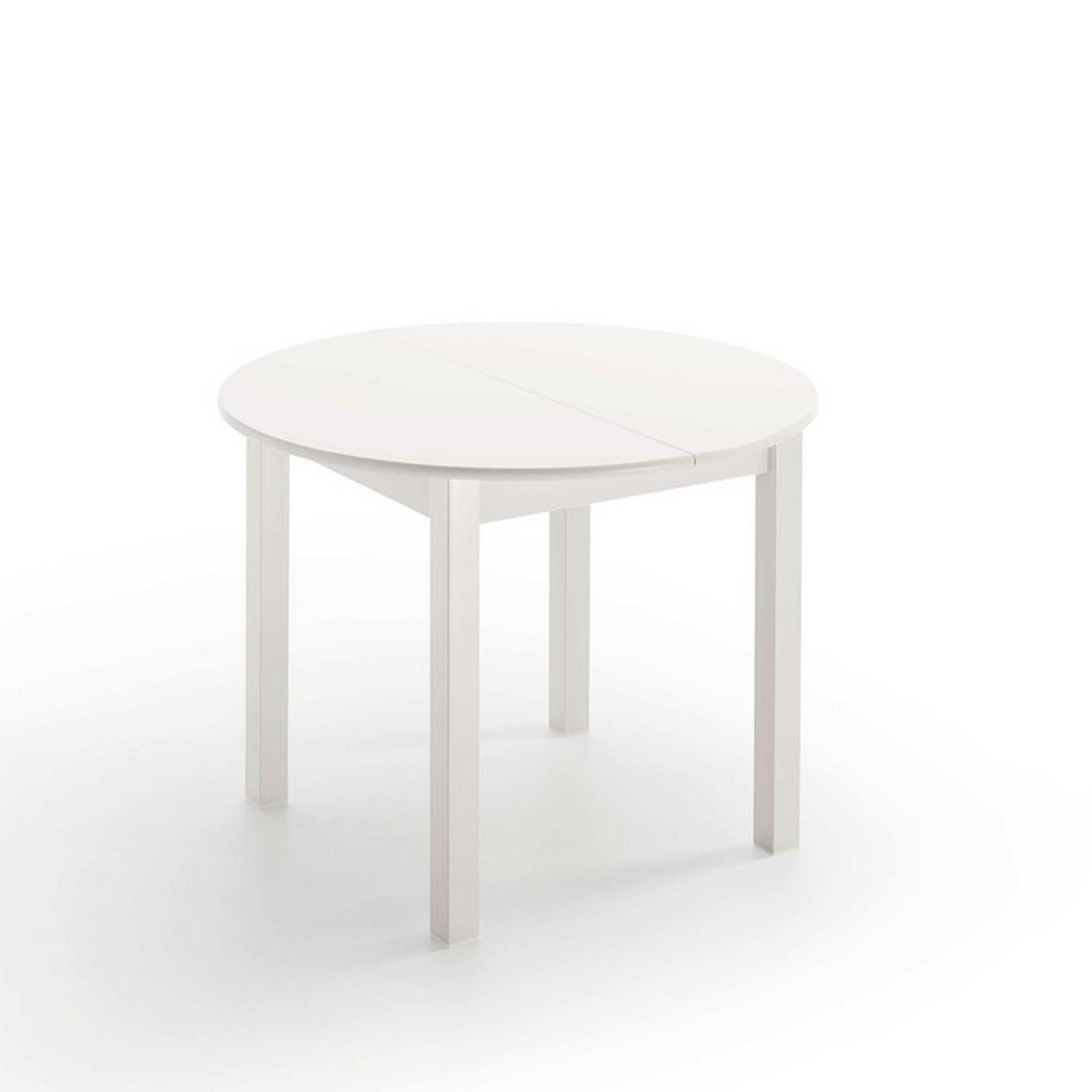 Mesa de cocina extensible isla redonda (90-15)x90 cm color blanco