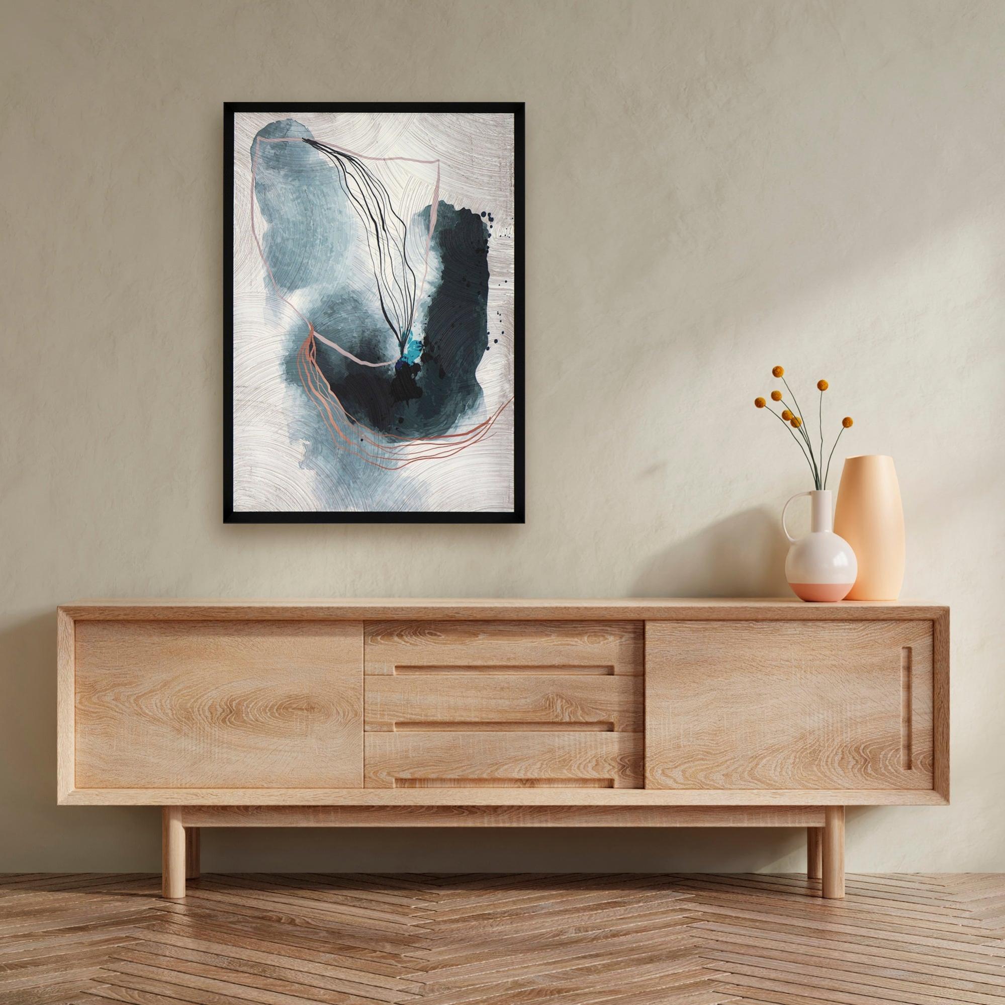 Cuadro impreso con marco abstracto gris recuart 520 70 cm x 100 cm de la marca Sin marca