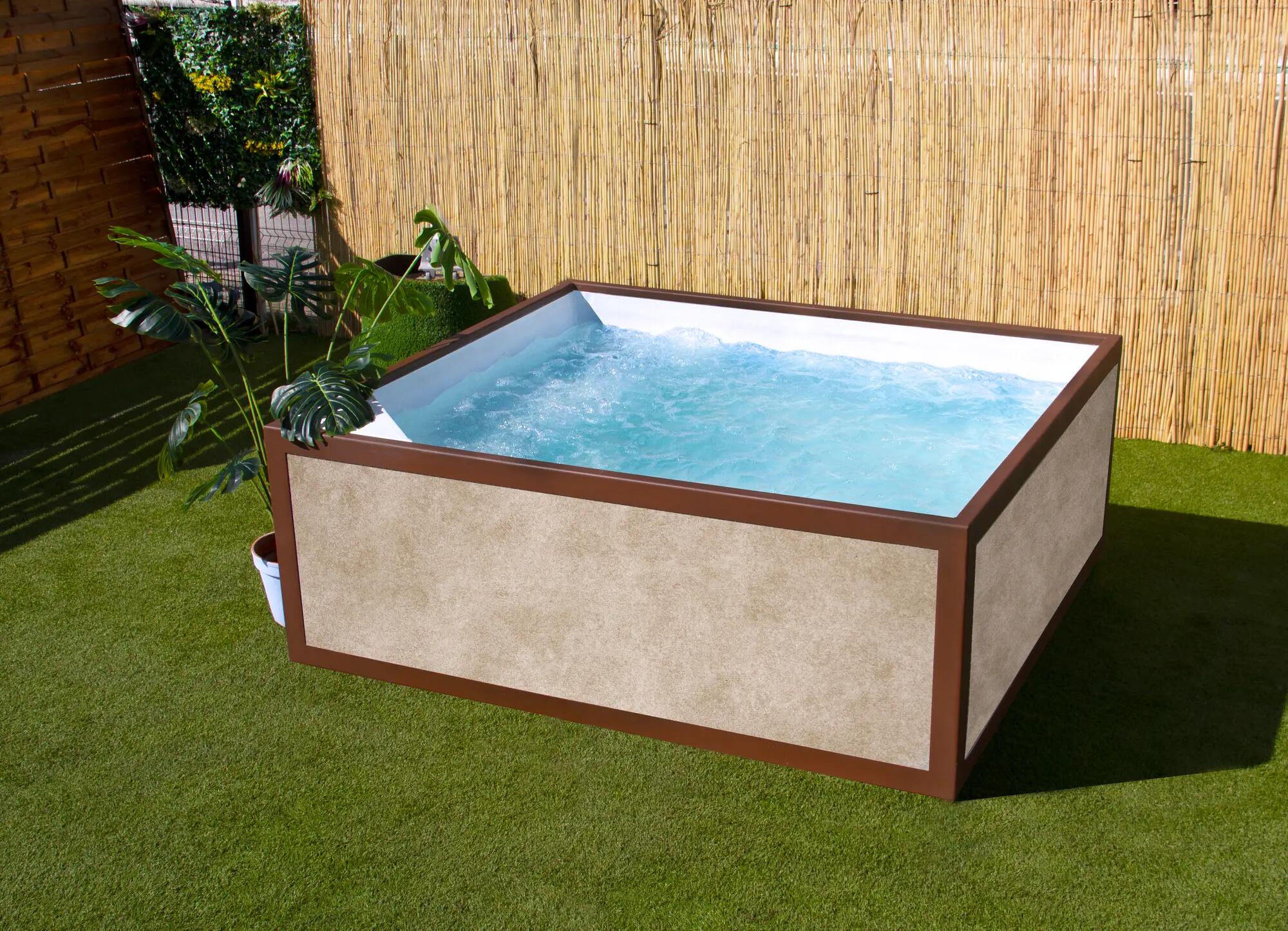 Piscina kitpool mini pool de acero galvanizado duna blanco/corten 2.4x2x0.76 m