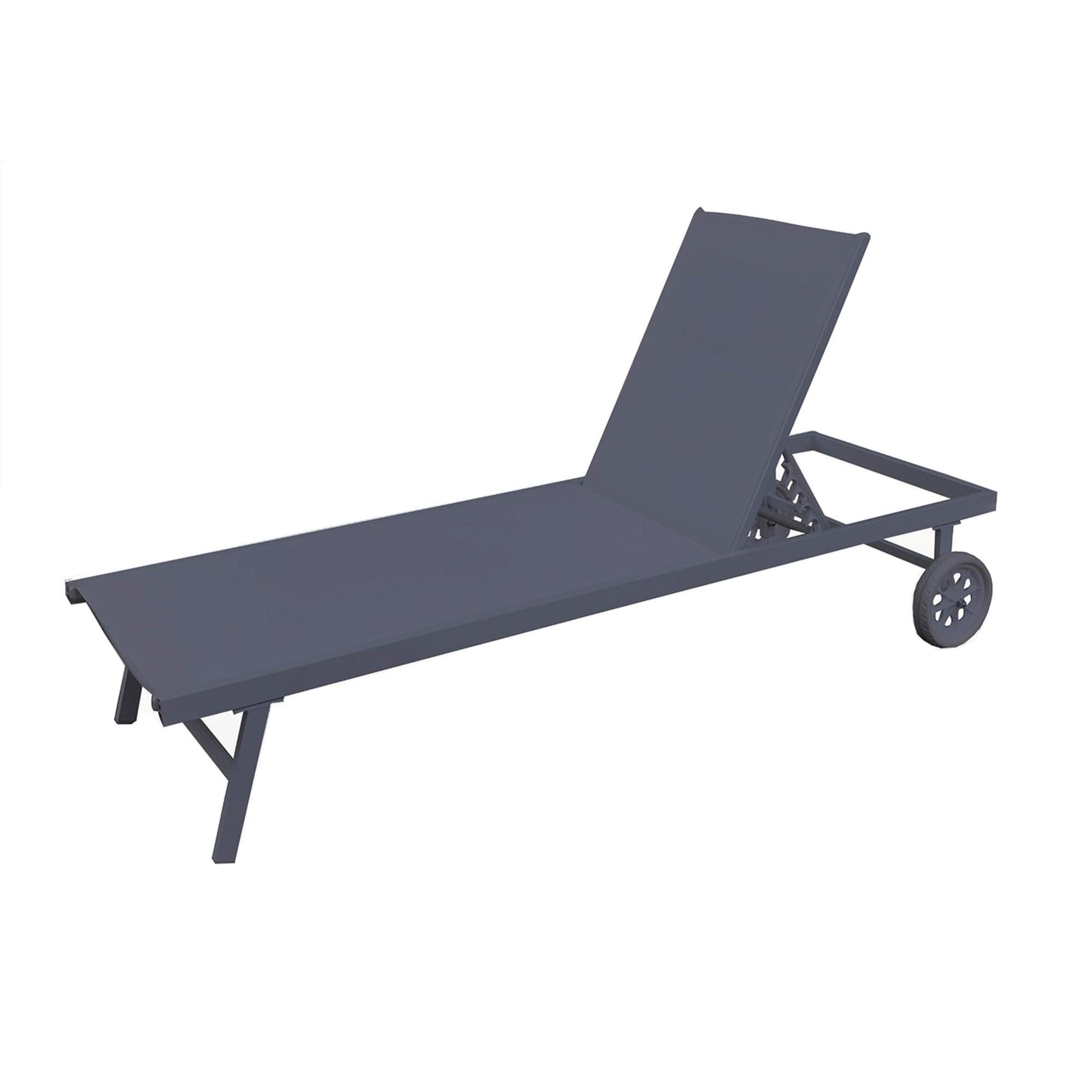 Tumbona sin cojín de jardín de aluminio negro 65x33.5x200 cm de la marca CHILLVERT