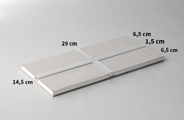 Placa de cartón-yeso laminado + perfil led cruce 14.5 x 29 cm x 13 mm