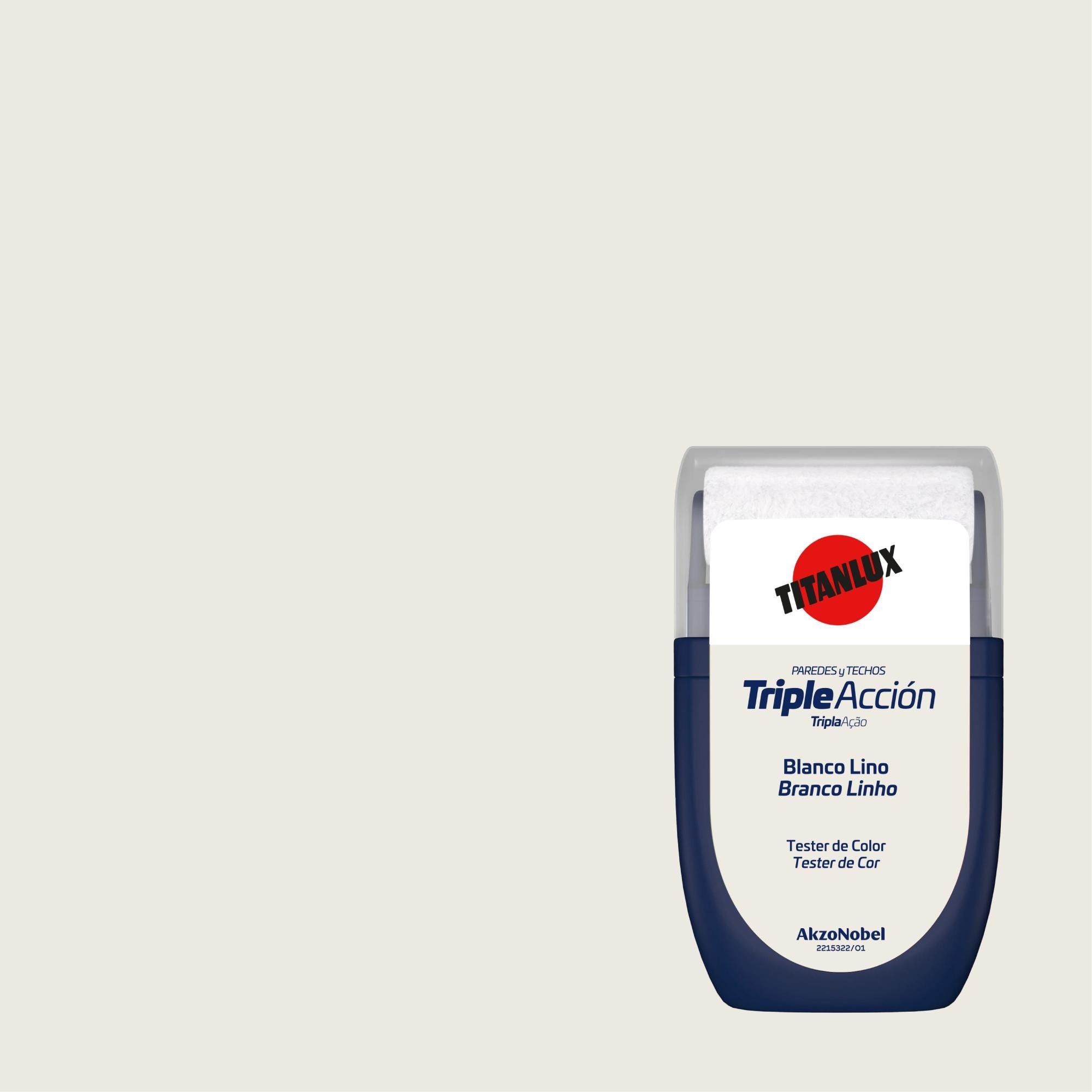 Tester de pintura Triple Acción TITANLUX mate 30ml blanco lino | Leroy ...
