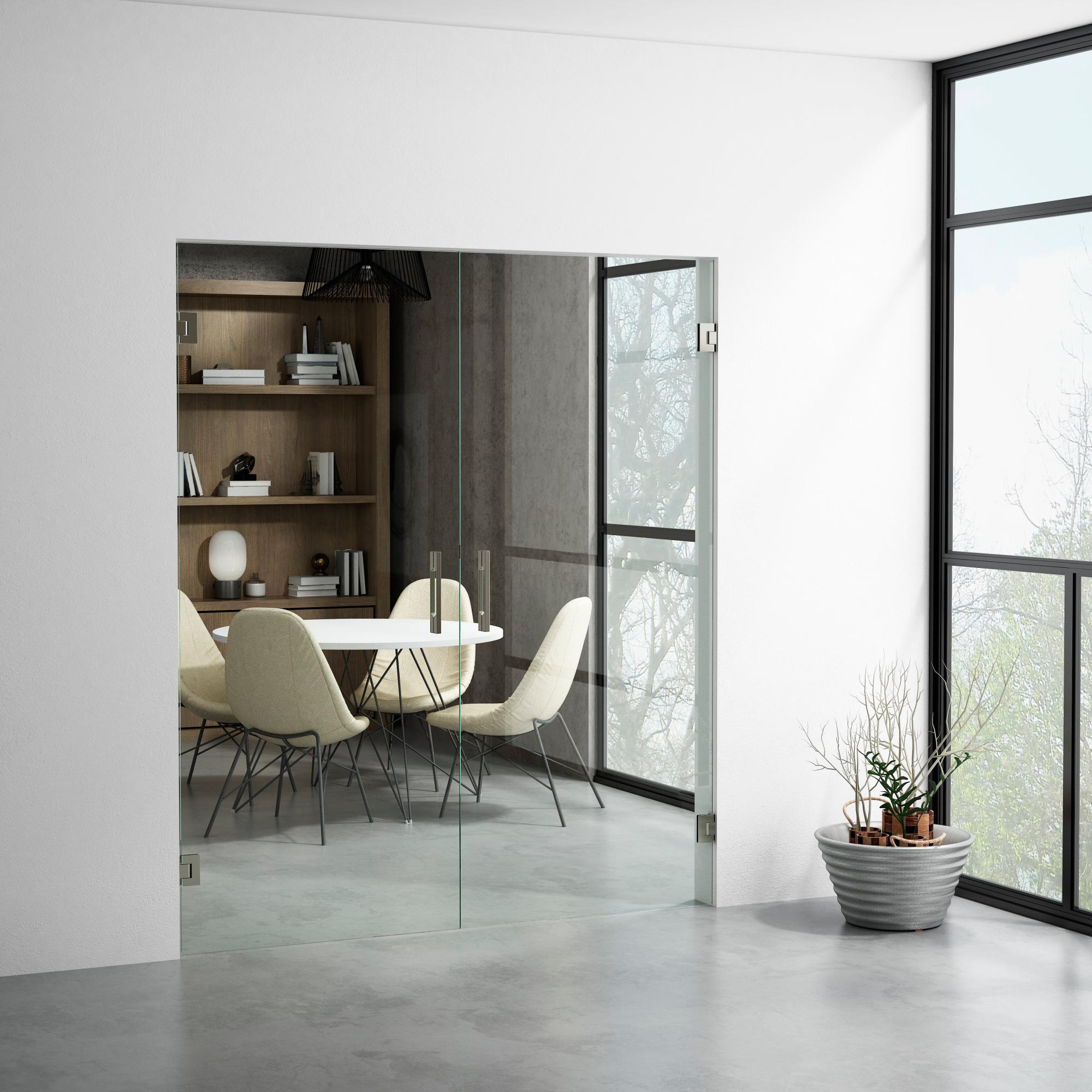 Puerta abatible cristal berlín 2 hojas transp y herraje inox hueco de 180x203 cm de la marca Sin marca