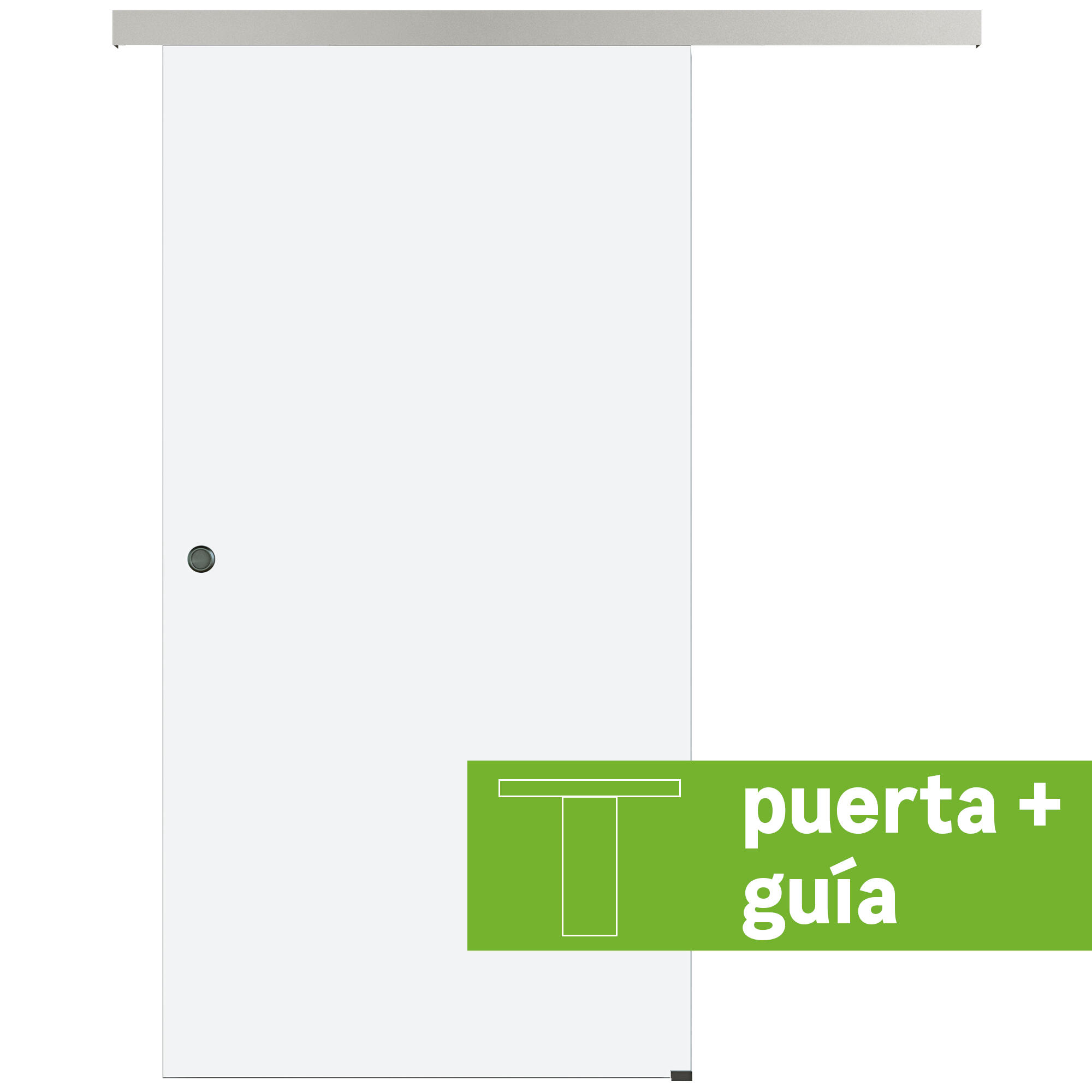 Puerta corredera cristal lisboa 1 hoja transp hueco de 90x203cm y guía plata