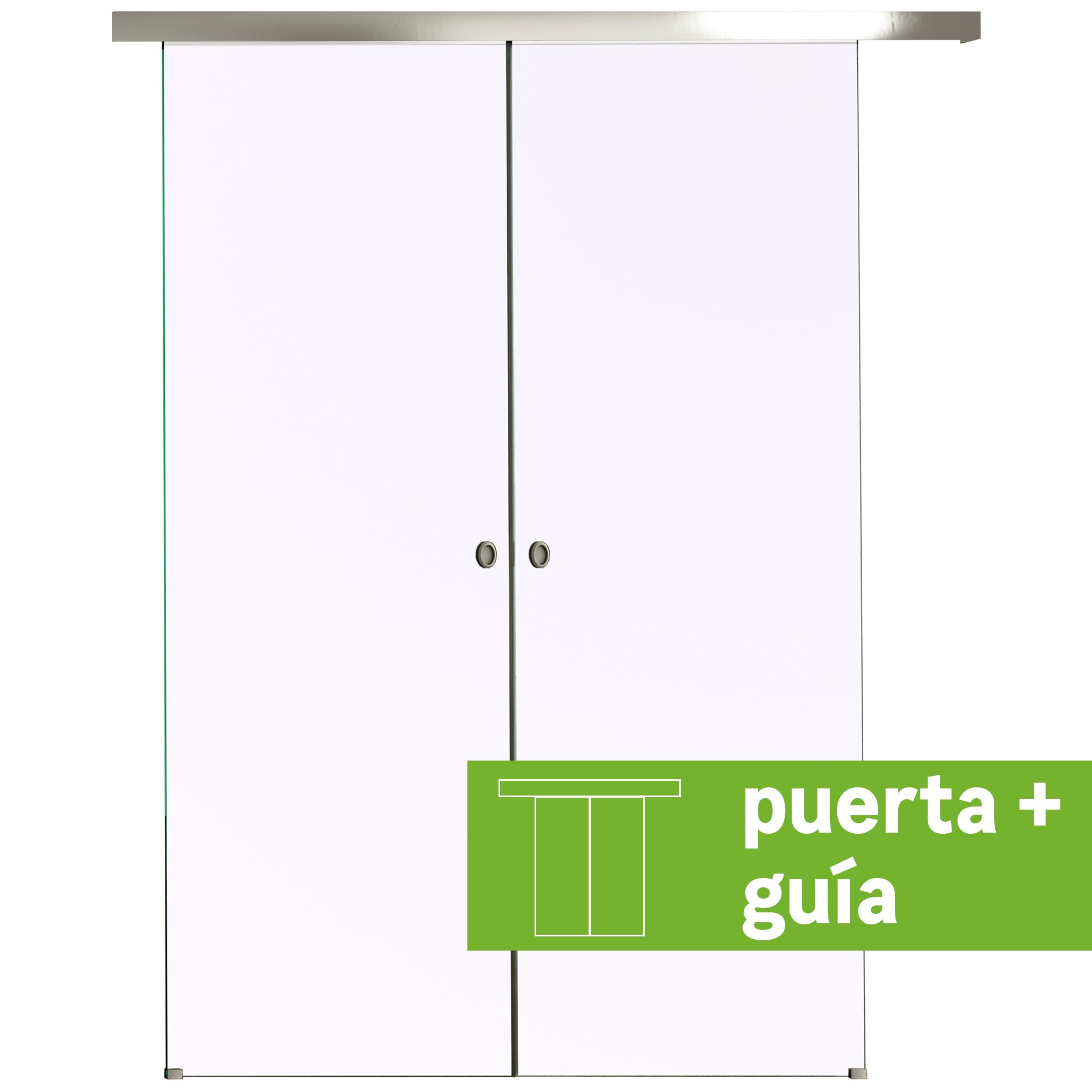 Puerta corredera cristal lisboa 2 hojas trans hueco de 190x203cm y guía aluminio