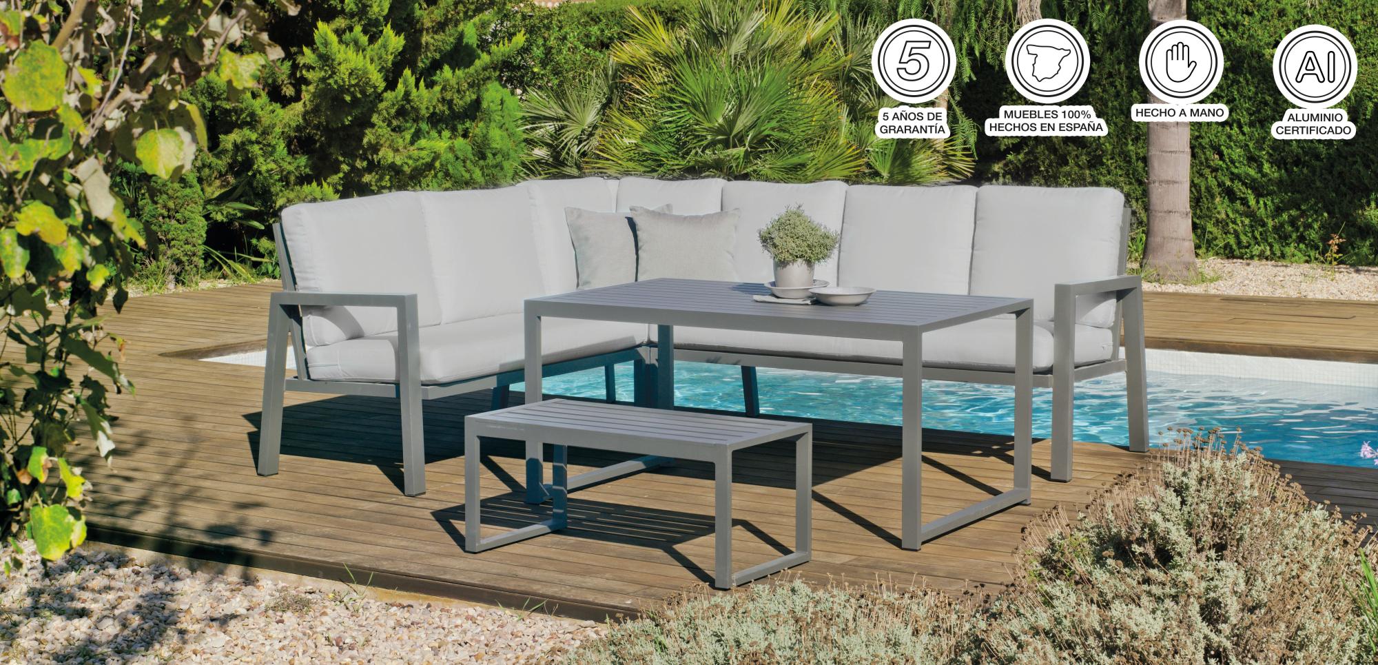 Set de jardín rinconera ADENA antracita de 8 plazas Leroy Merlin