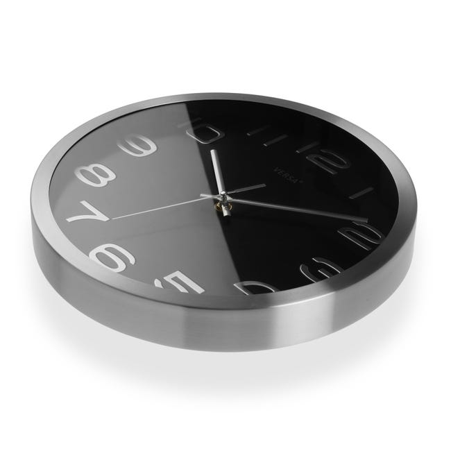 Reloj de pared redondo Aluminio negro de 30 cm