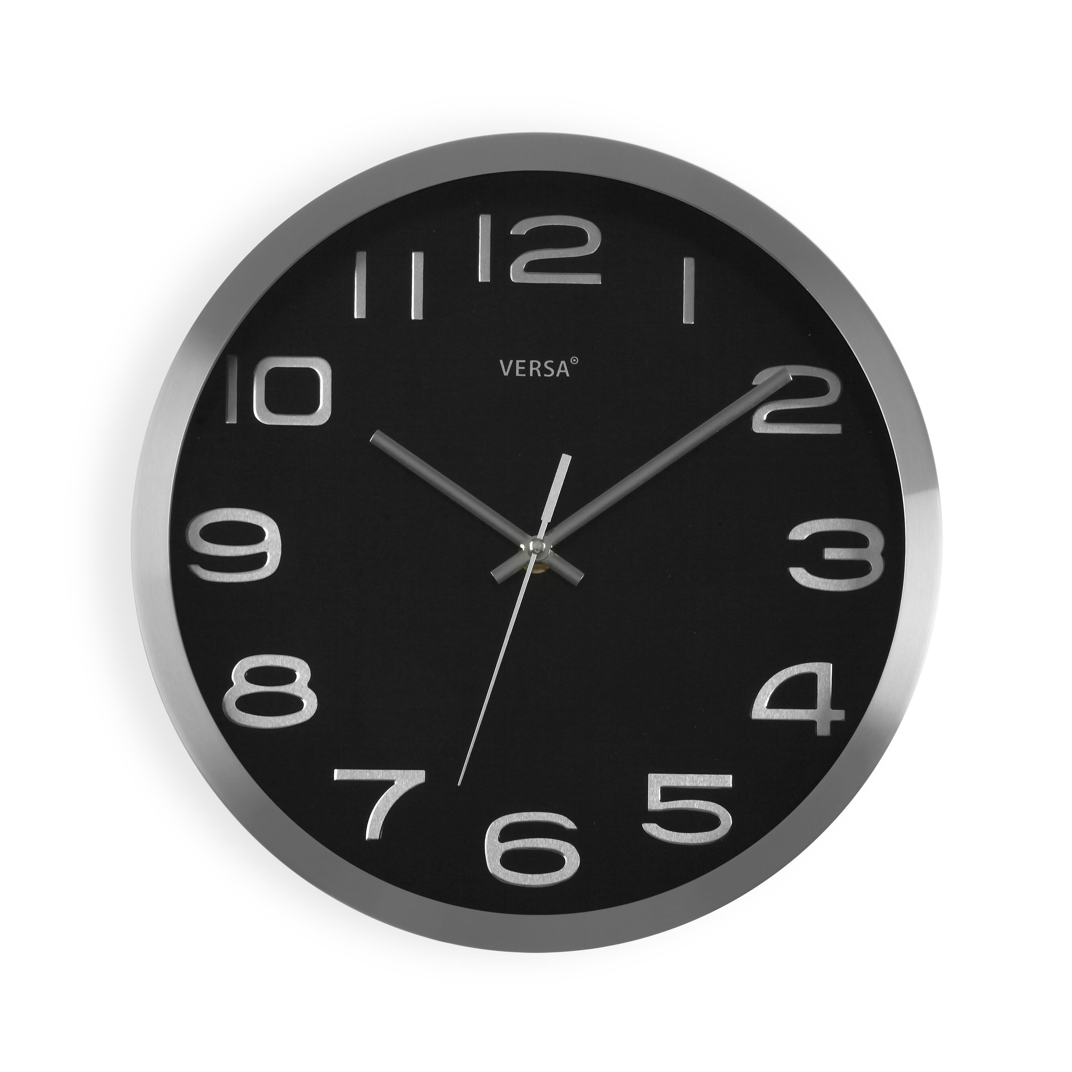 Reloj de pared redondo aluminio negro de 30 cm