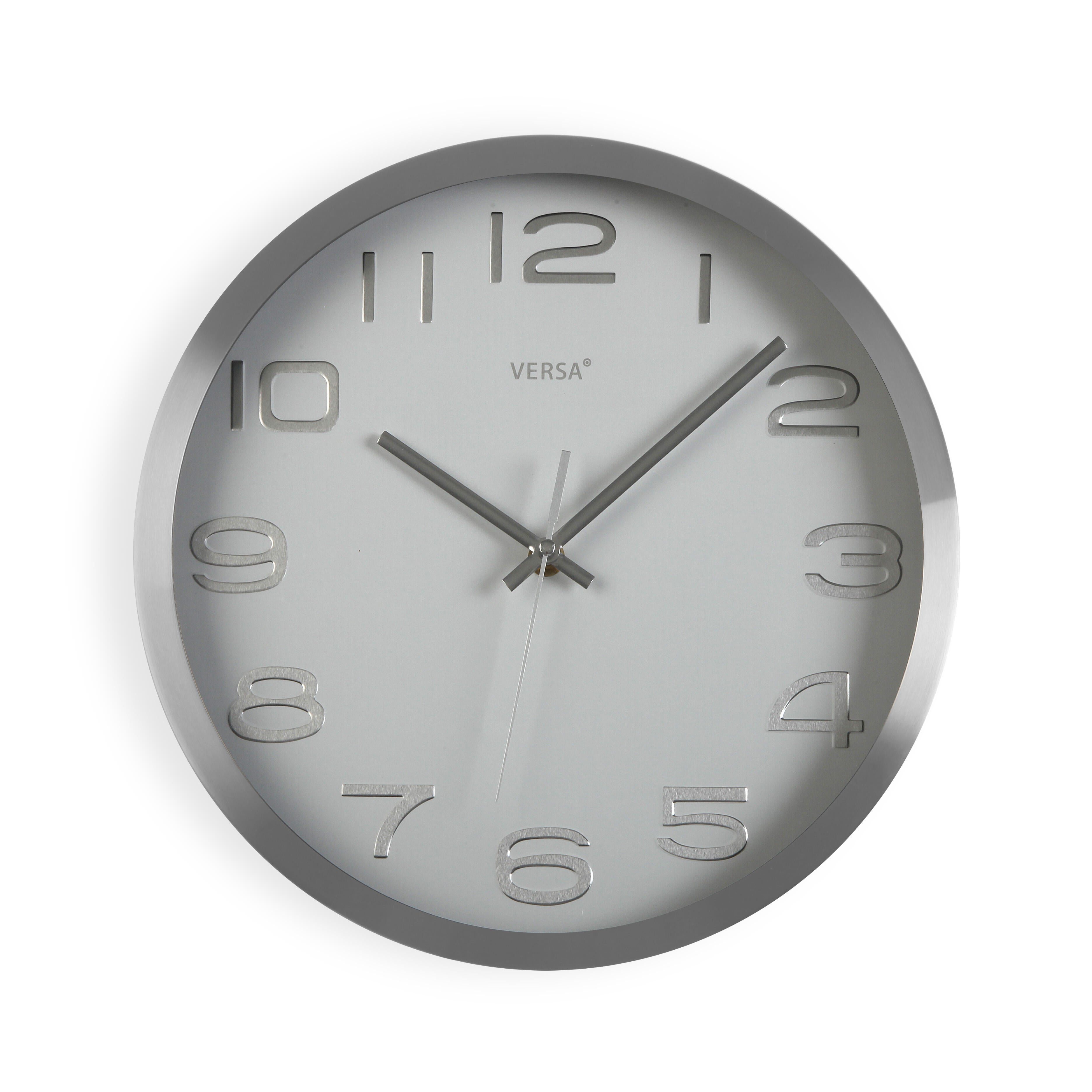 Reloj de pared redondo aluminio blanco de 30 cm