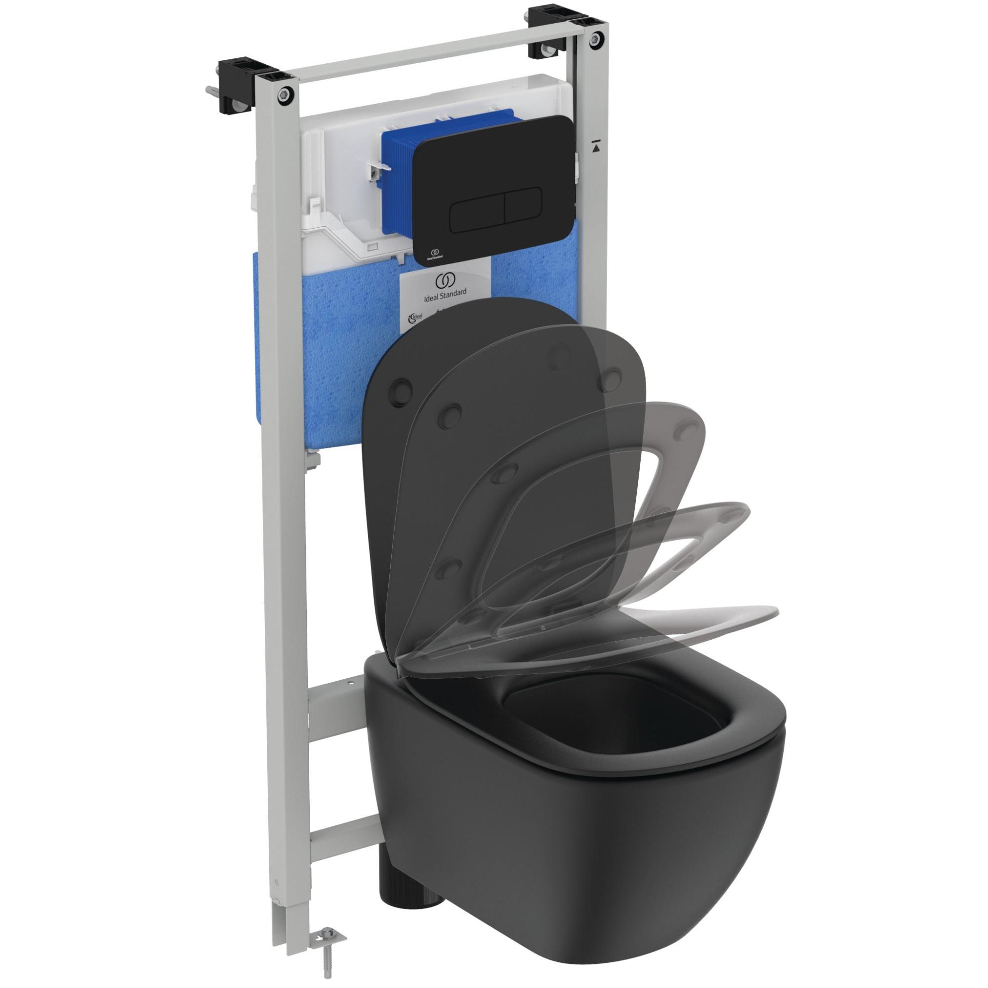 Pack wc suspendido ideal standard idealmood con tapa amortiguada negro mate de la marca Ideal Standard