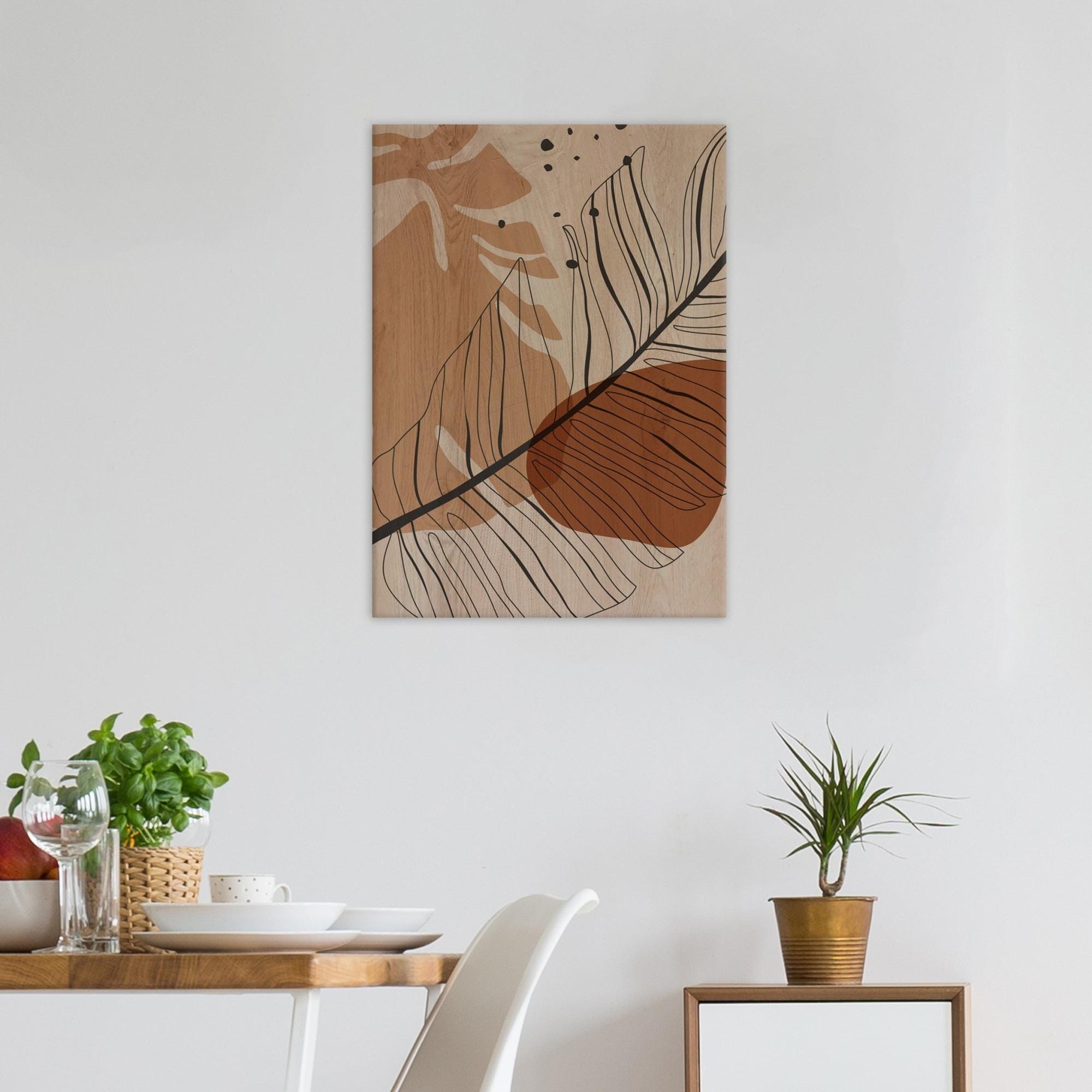 Cuadro sin marco Wood art ml-leaves block colour 01 42 x 30 cm