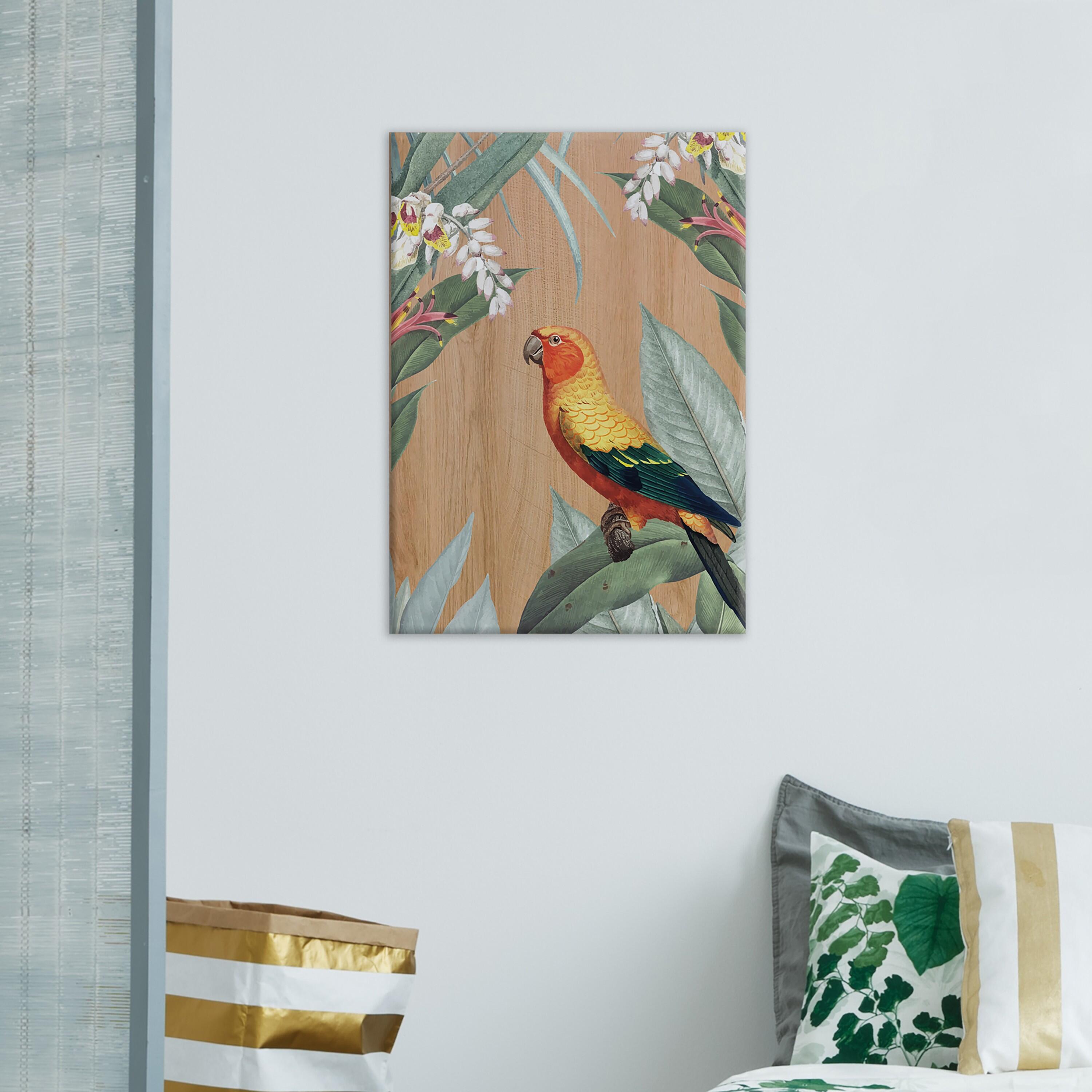 Cuadro sin marco Wood art ml-multicolour parrots 42 x 30 cm