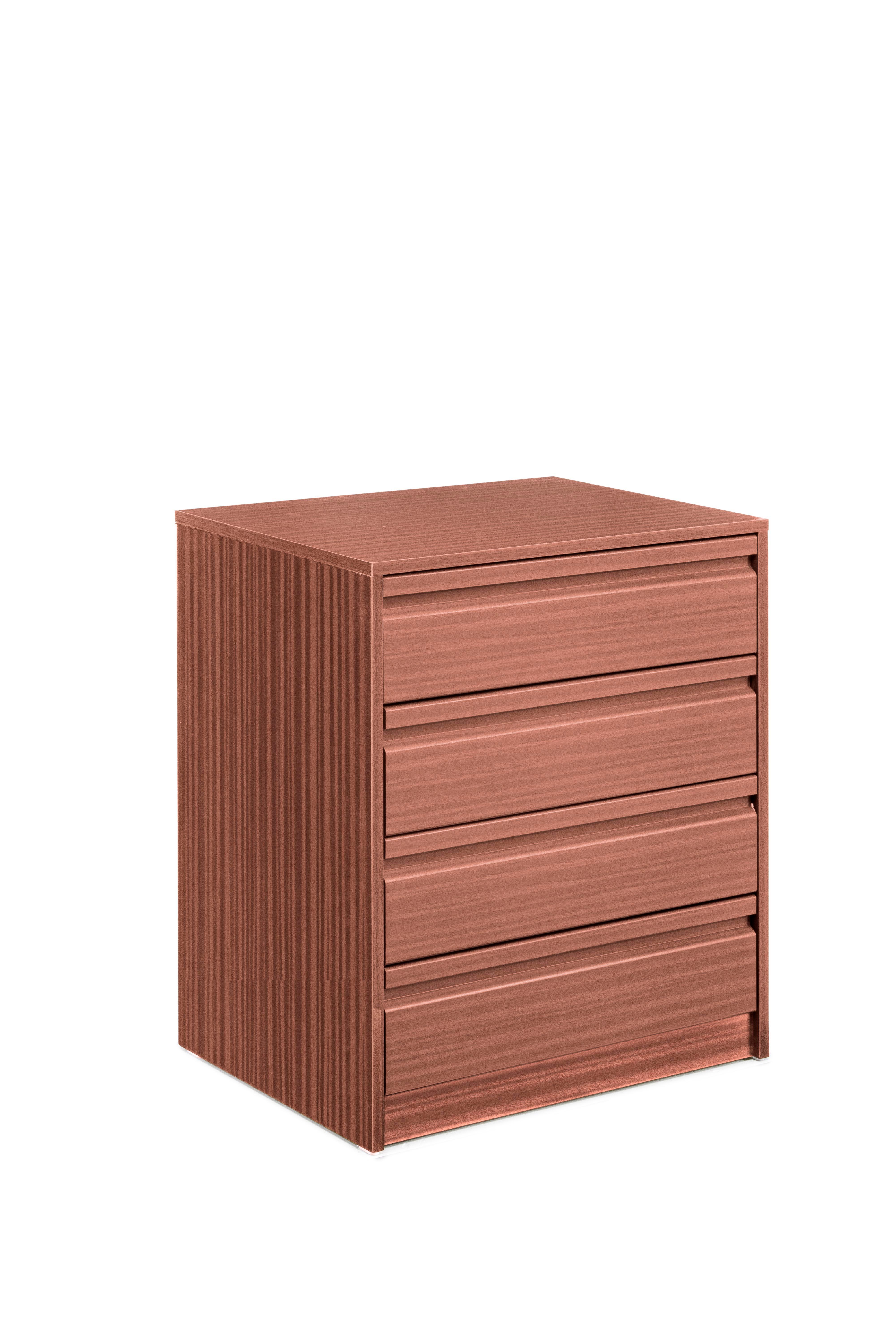 Cajonera de frente cerrado one montada color marrón con 4 cajones de 80x72x45 cm