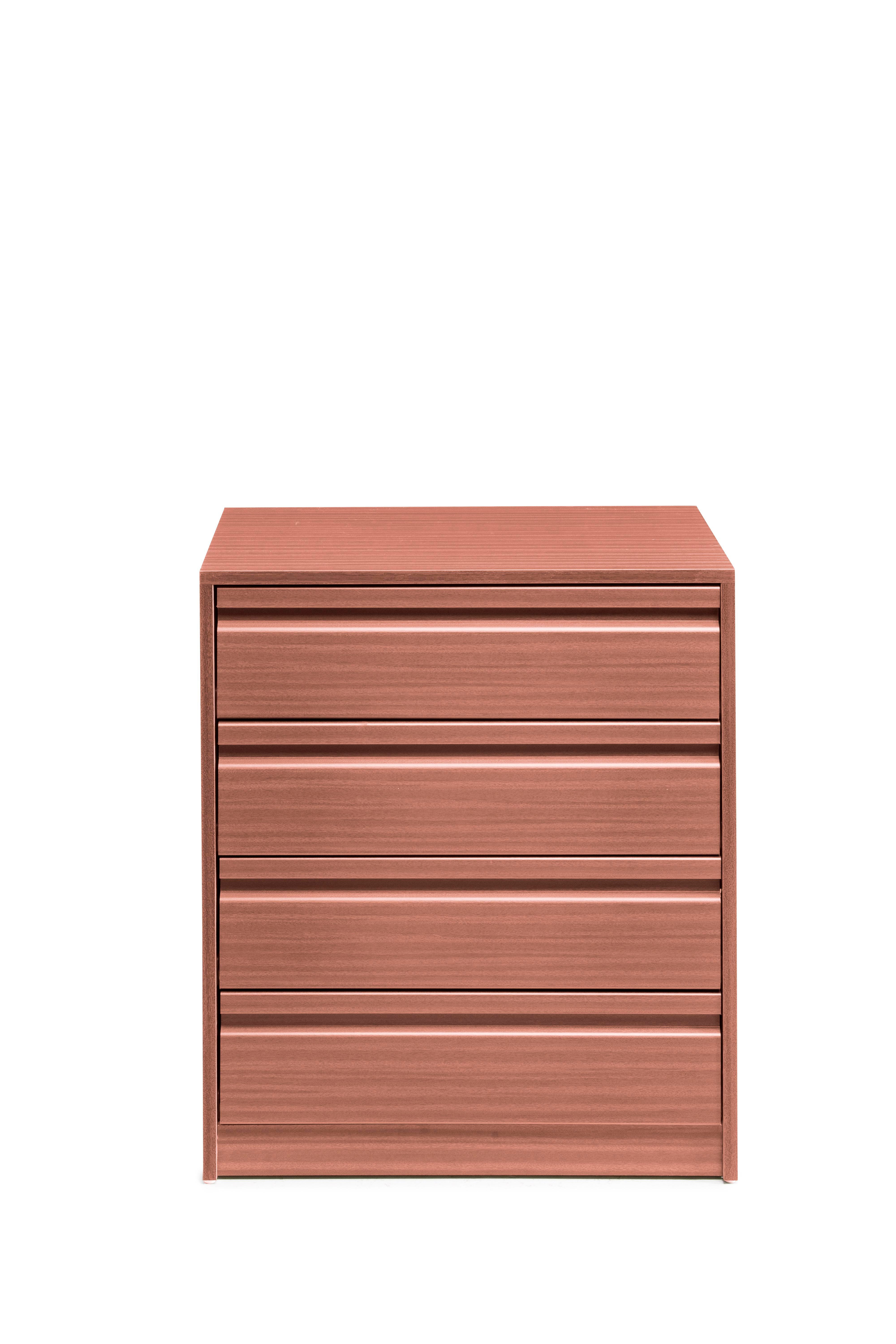 Cajonera de frente cerrado one montada color marrón con 4 cajones de 80x72x45 cm