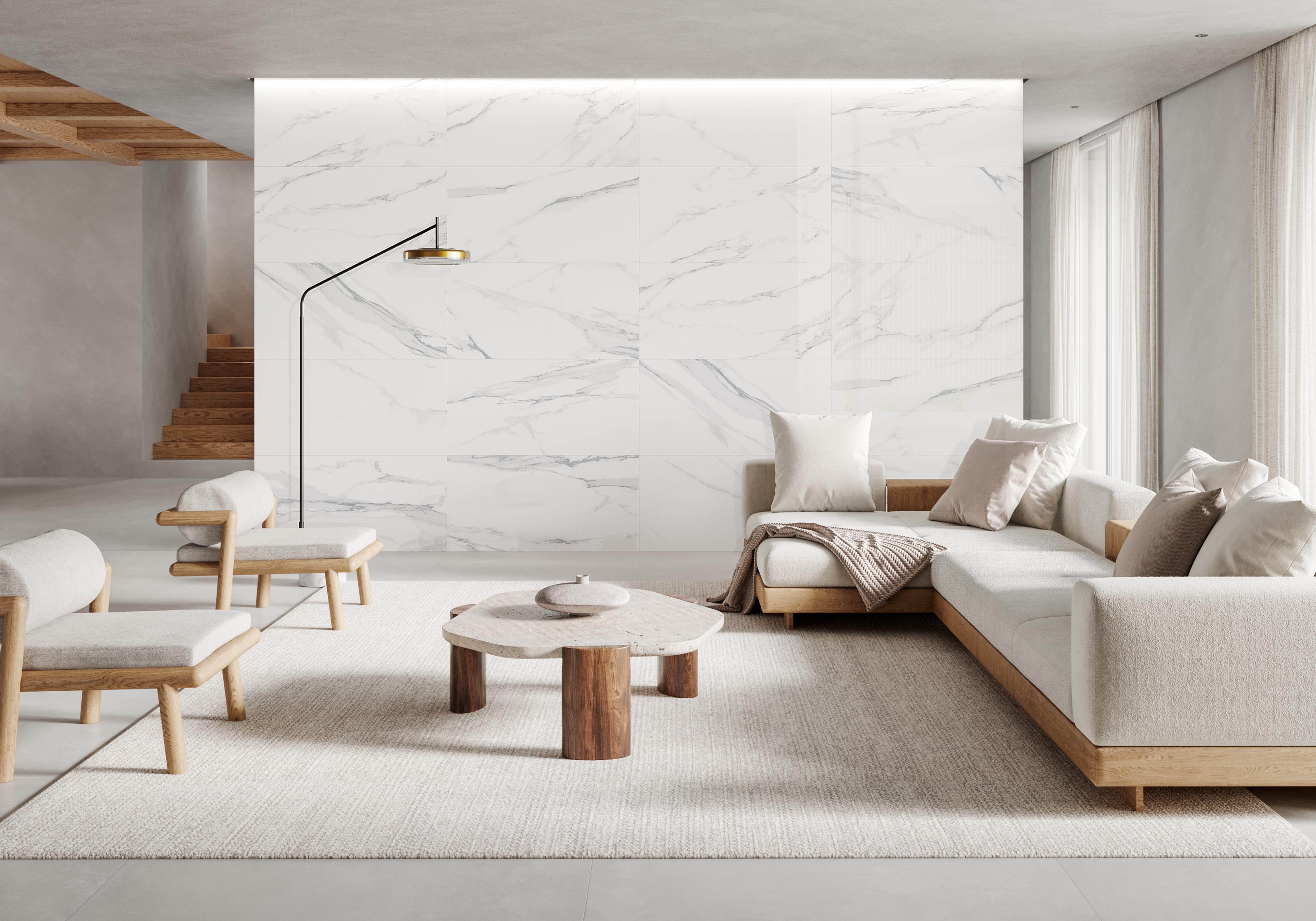 Suelo porcelánico marble calacatta efecto mármol blanco 120x60 cm c1 roca tiles
