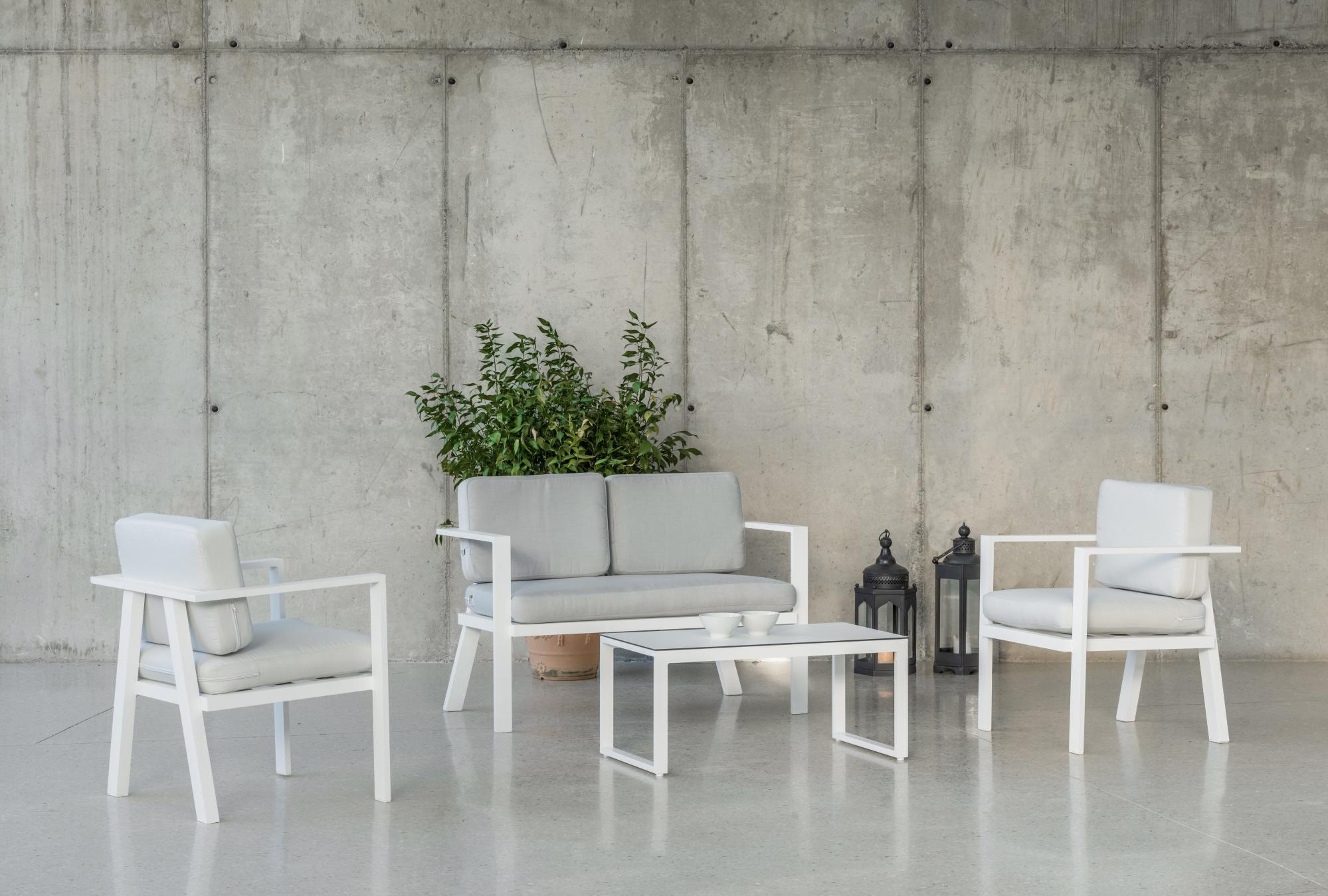 Set de jardín adelen de 4 plazas blanco de la marca HEVEA Set de jardín adelen de 4 plazas blanco de la marca HEVEA