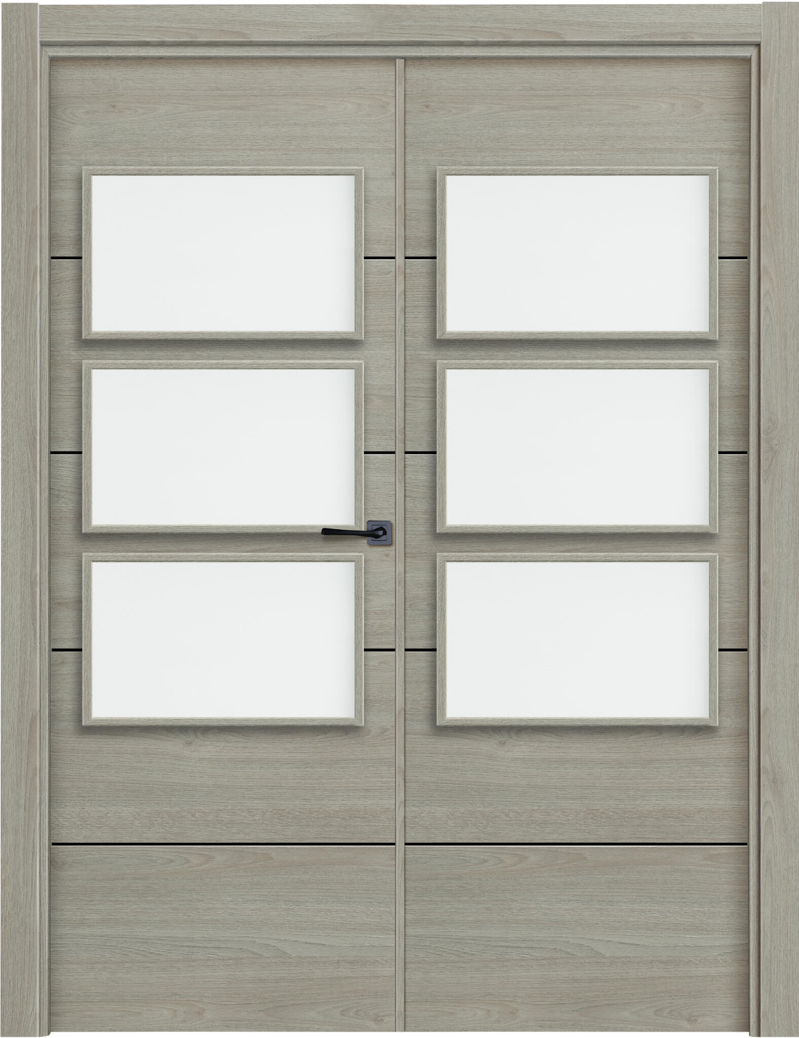 Puerta berna vila roble gris apertura izquierda 70x20 con cristal 72.5cm