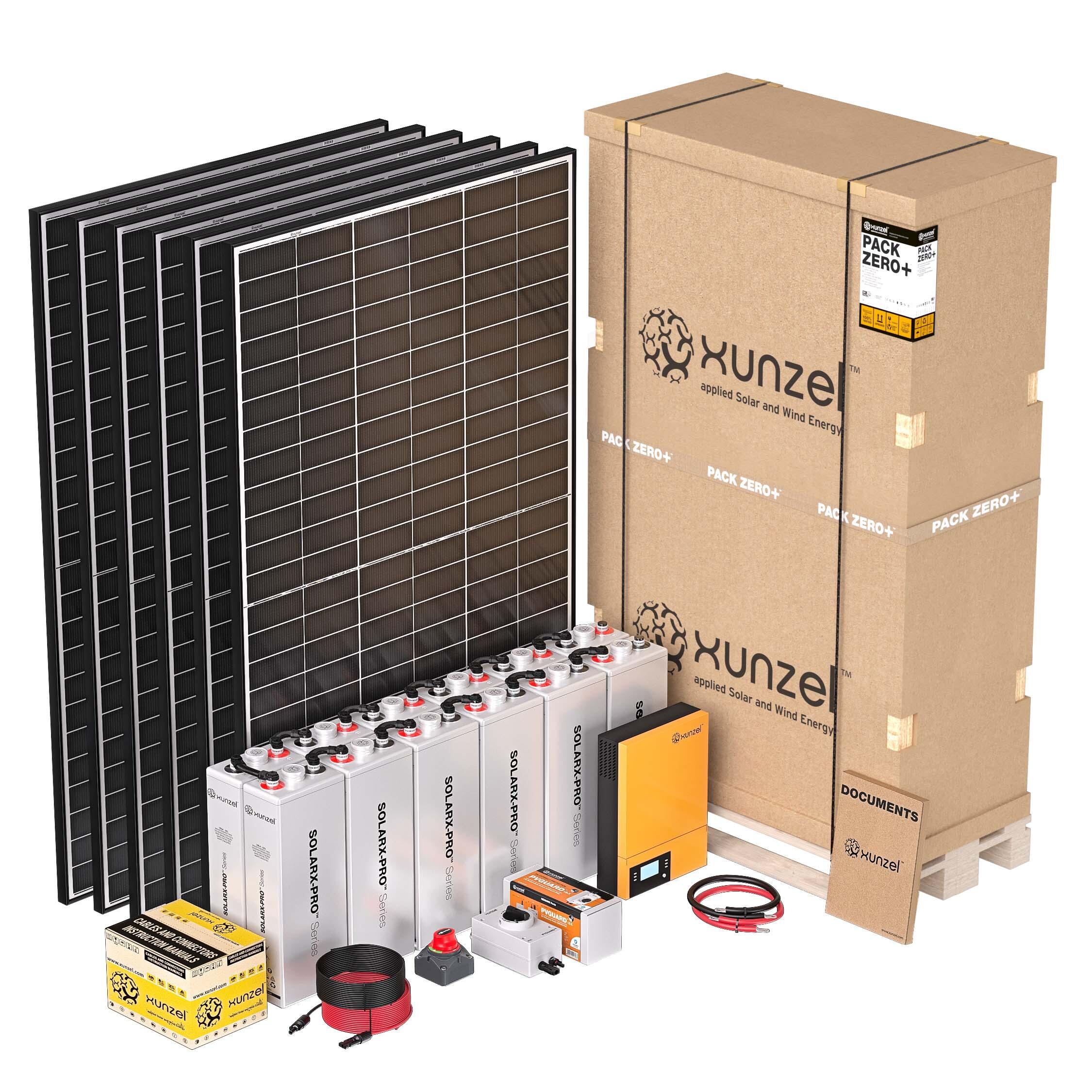 Kit solar pack zero+ xunzel5955ixsc hasta 13kwh/d, batería 14kwh, inversor 3kw