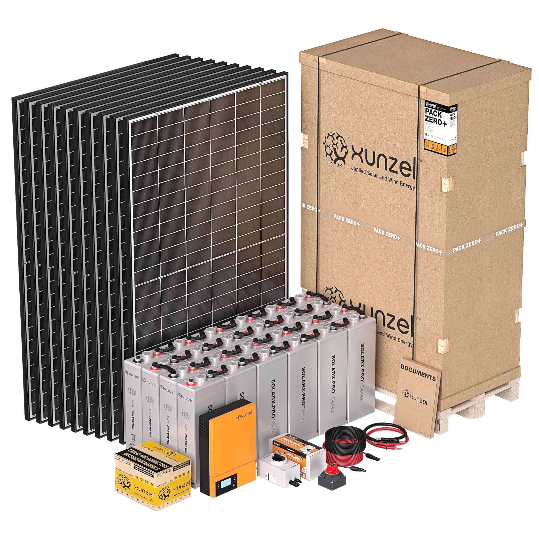 Kit solar pack zero+ xunzel6910ixsc hasta 21kwh/d, batería 28kwh, inversor 5kw