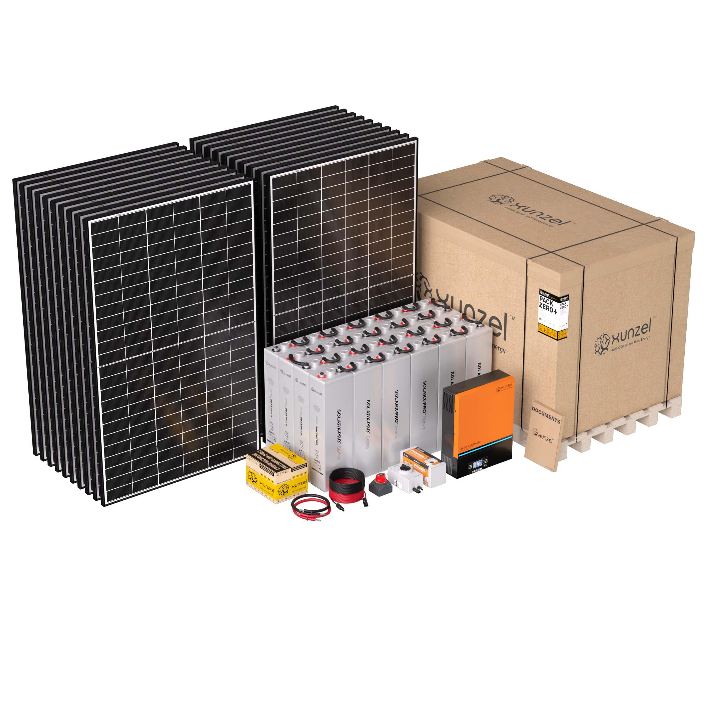 Kit solar pack zero+ xunzel8020pro9 43kwh/d, batería 47kwh, inversor 7,2kw