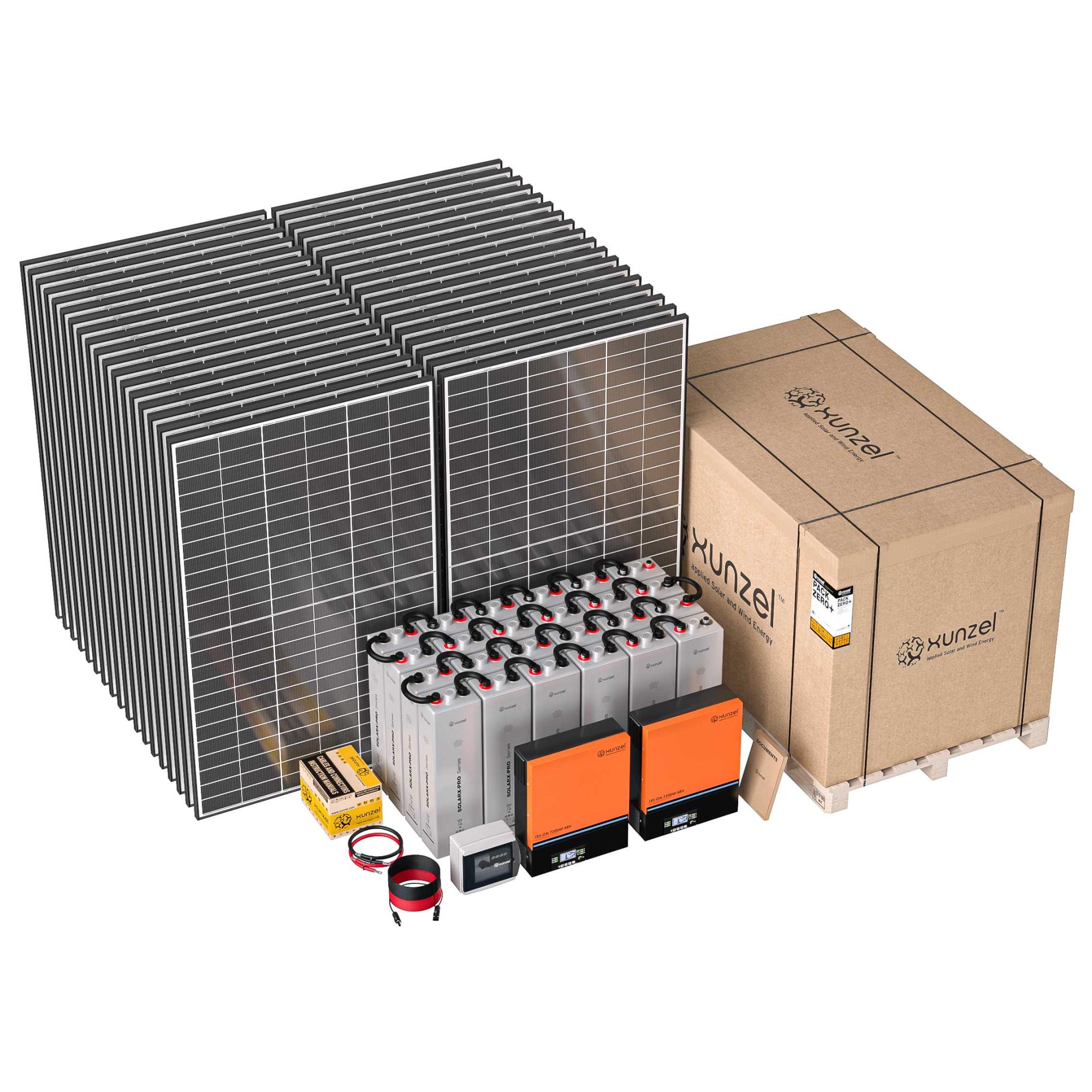 Kit Solar PACK ZERO+ XUNZEL8036PRO9 hasta 77kWh/d, bat 47kWh, inversor ...