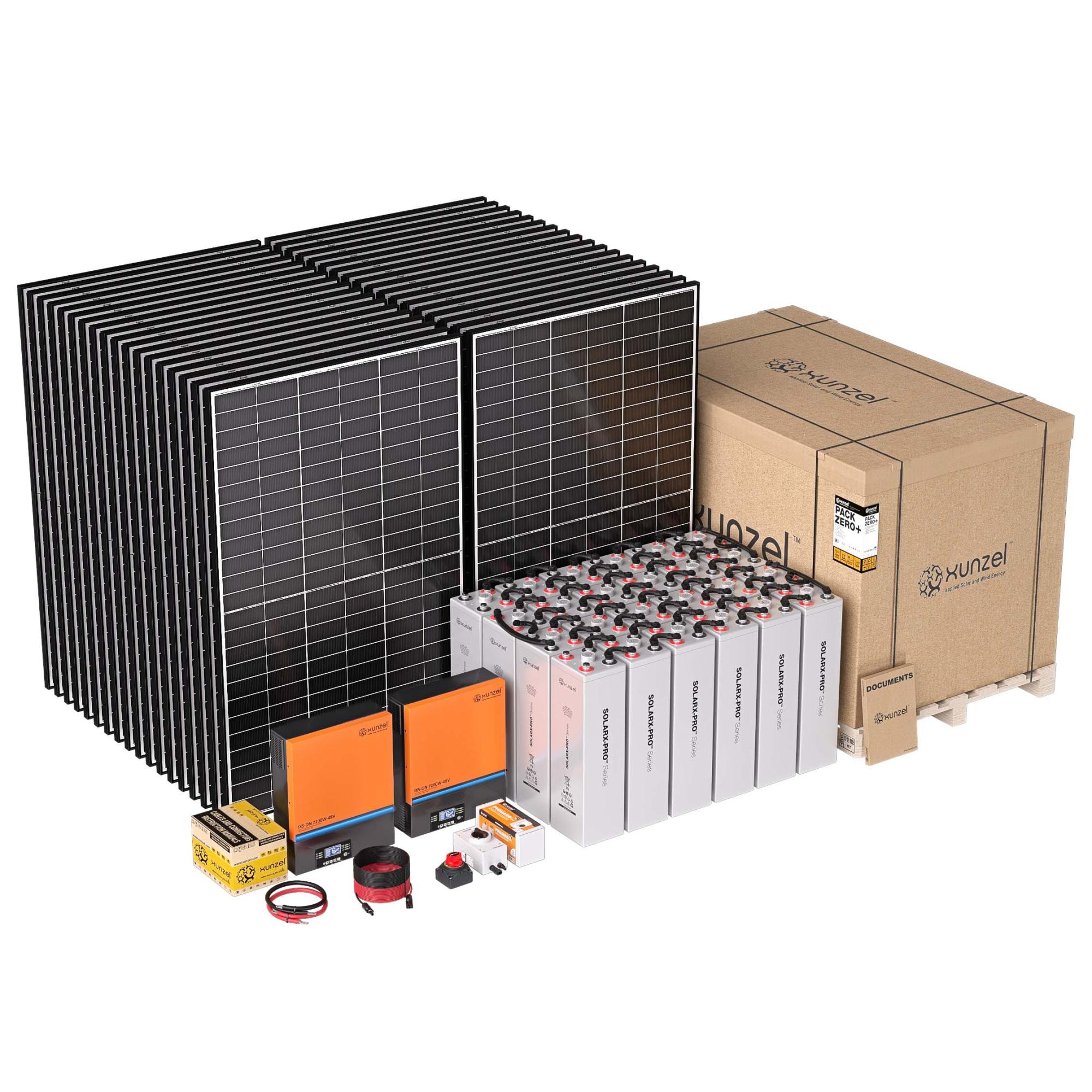 Kit Solar PACK ZERO+ XUNZEL8036PRO12 77kWh/d, batería 62kWh, inversor ...