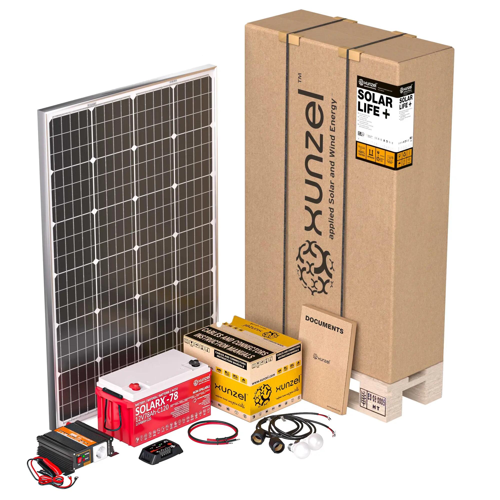 Kit fotovoltaico solarlife+ xunzel 500 iluminación led nature, inversor 500w