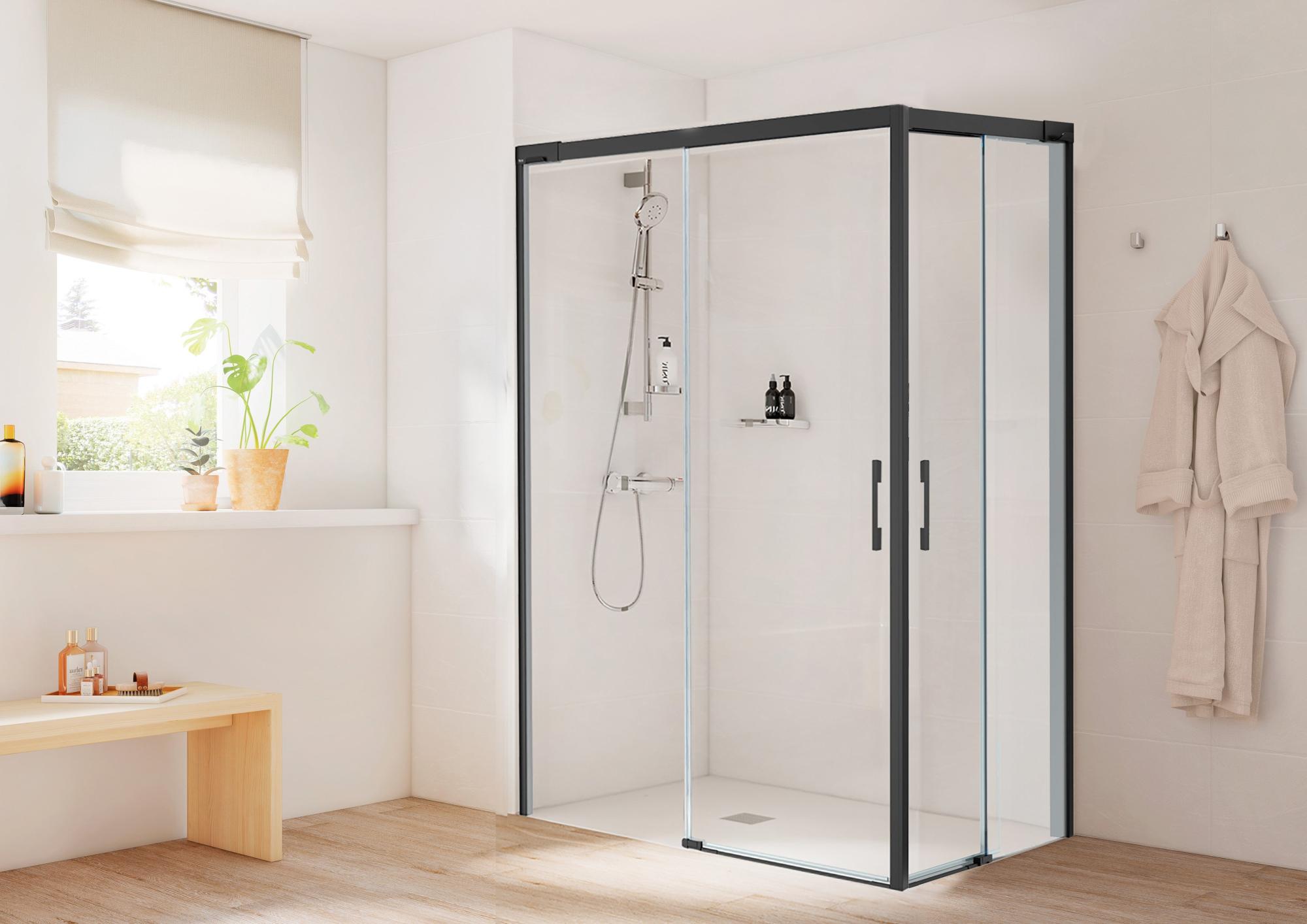Mampara corredera apolo transparente perfil negro 70x120 cm de la marca ROCA