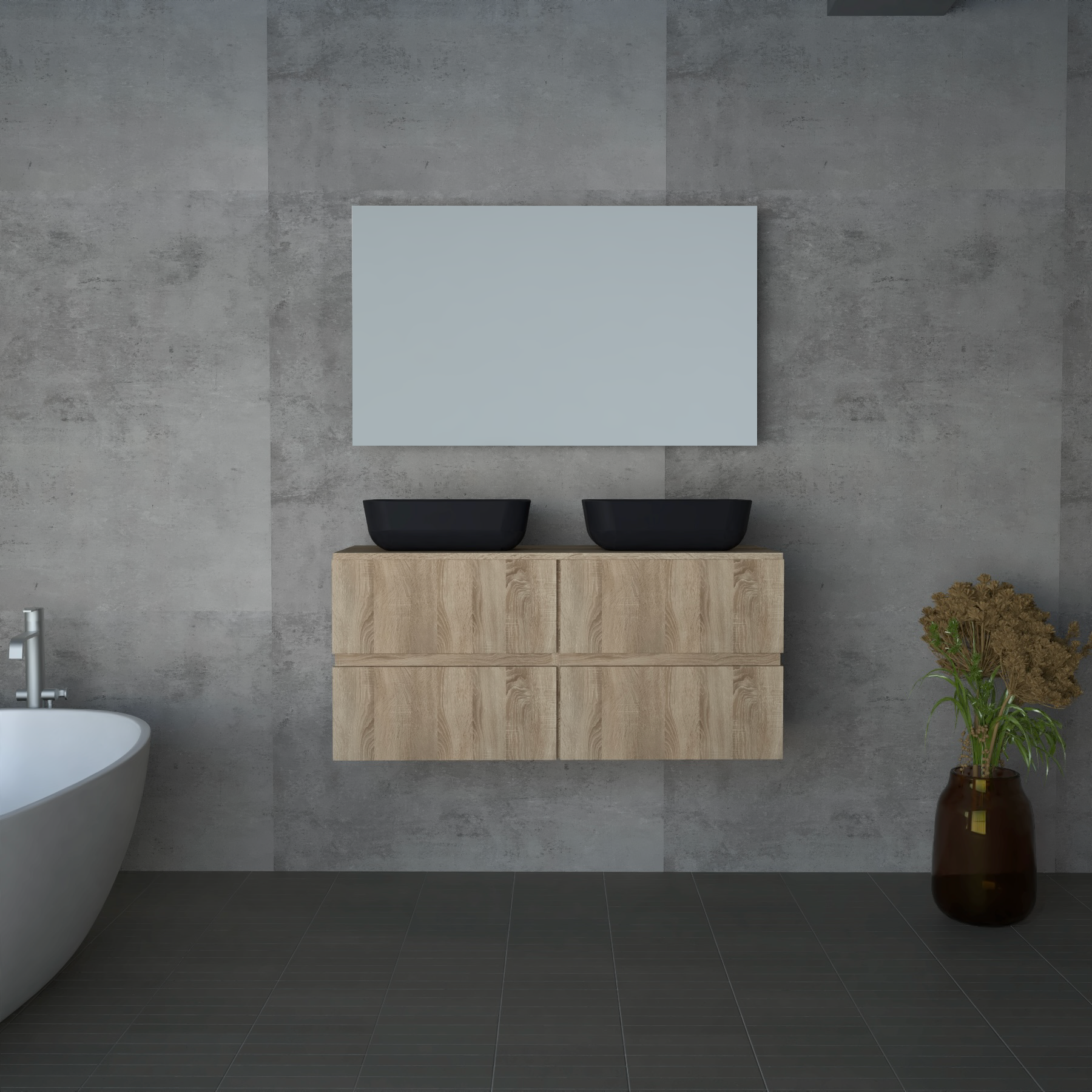 Mueble de baño con lavabo mónaco roble 120x45.5 cm