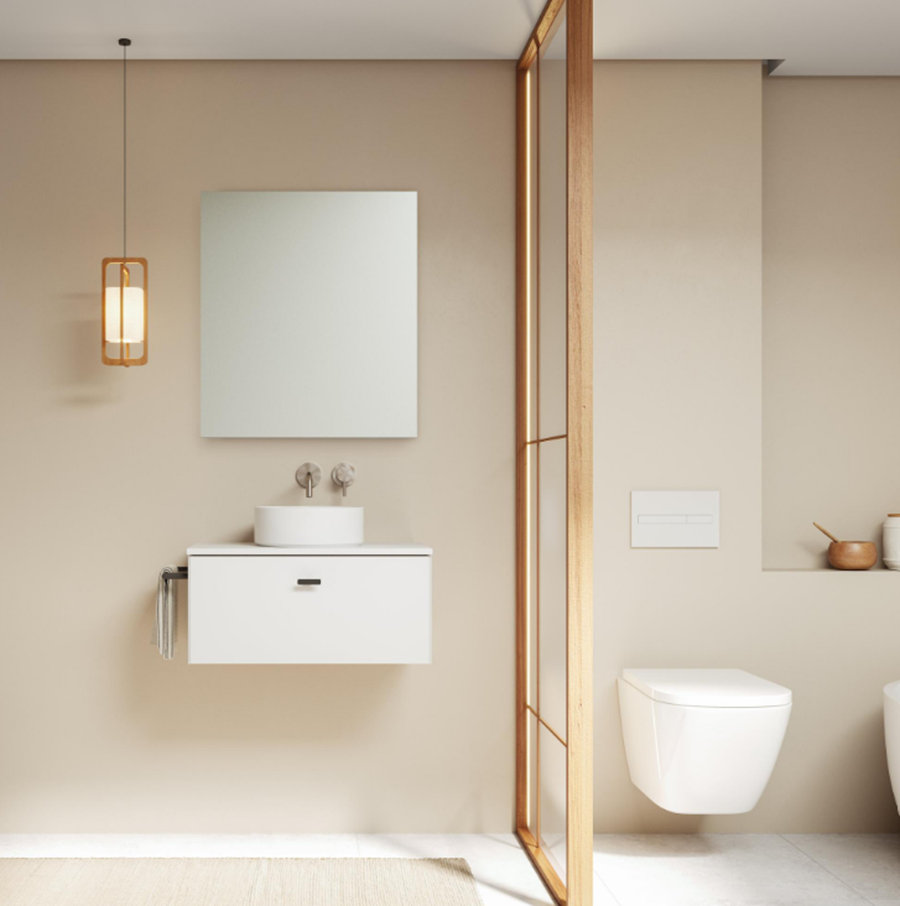 Mueble de baño con lavabo y espejo mei top blanco 60x35 cm