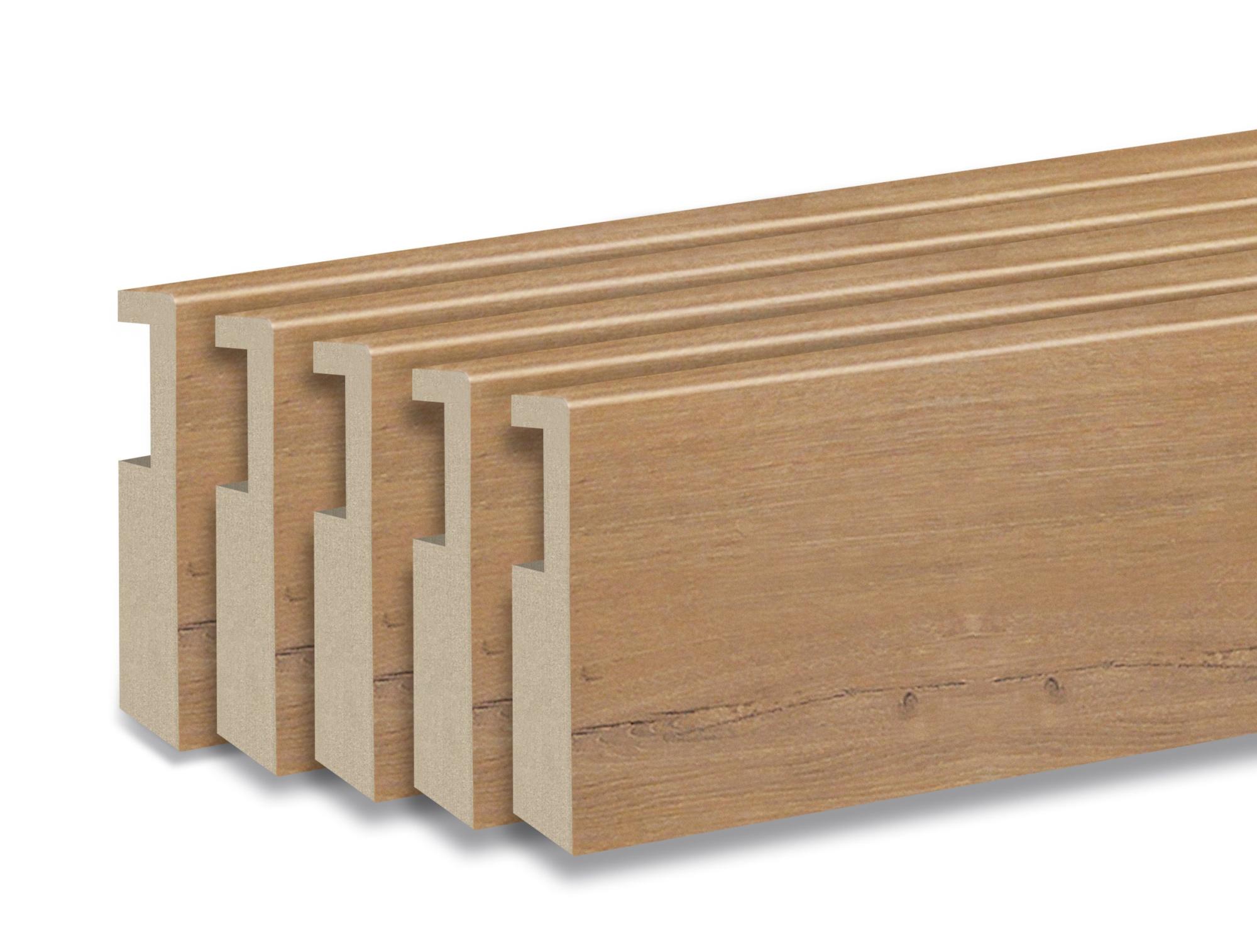 Kit de 5 rodapiés lisos con pasacables color gold de 12x90x2200 mm de la marca Sin marca