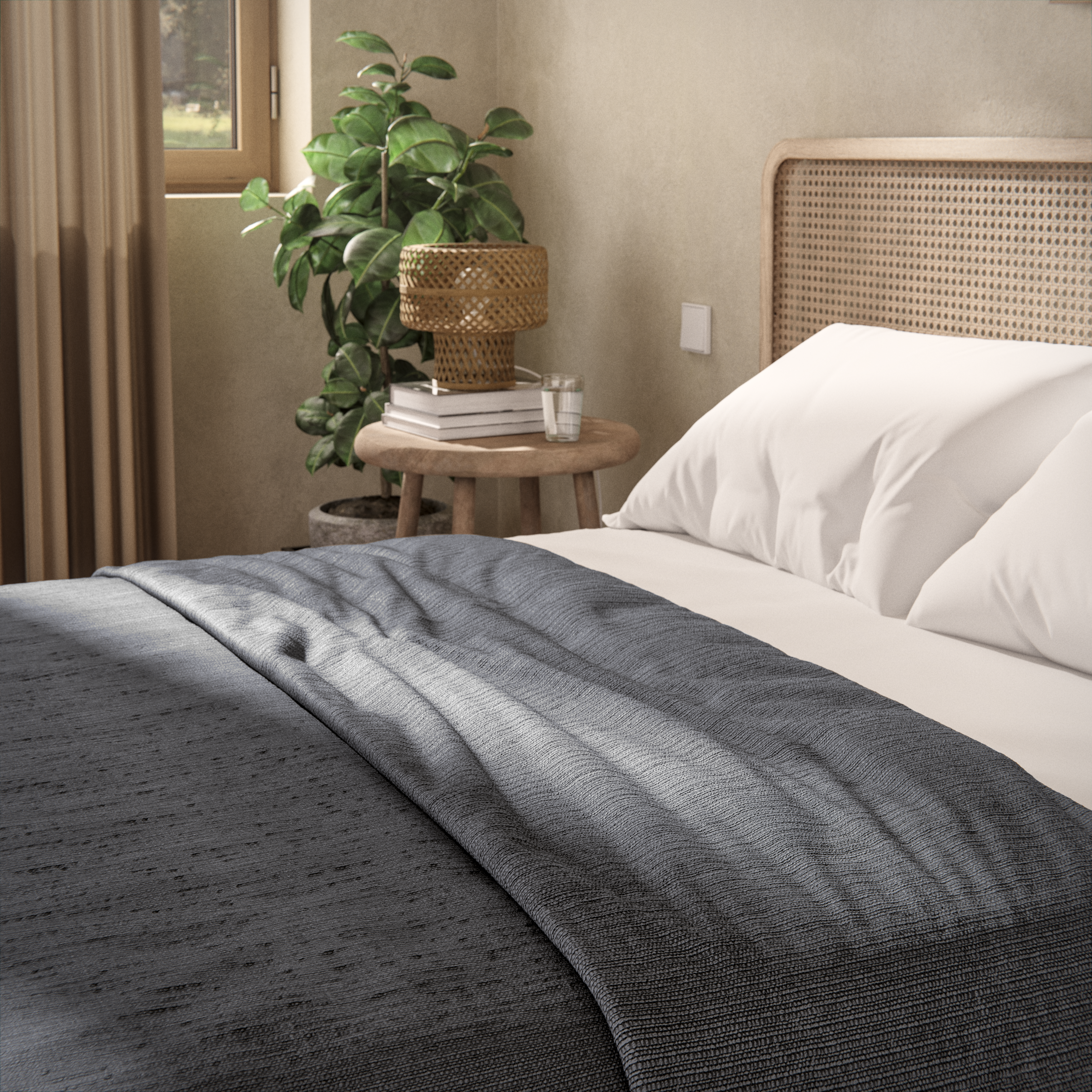 Colcha de cama calpe algodón plomo para cama de 90 cm