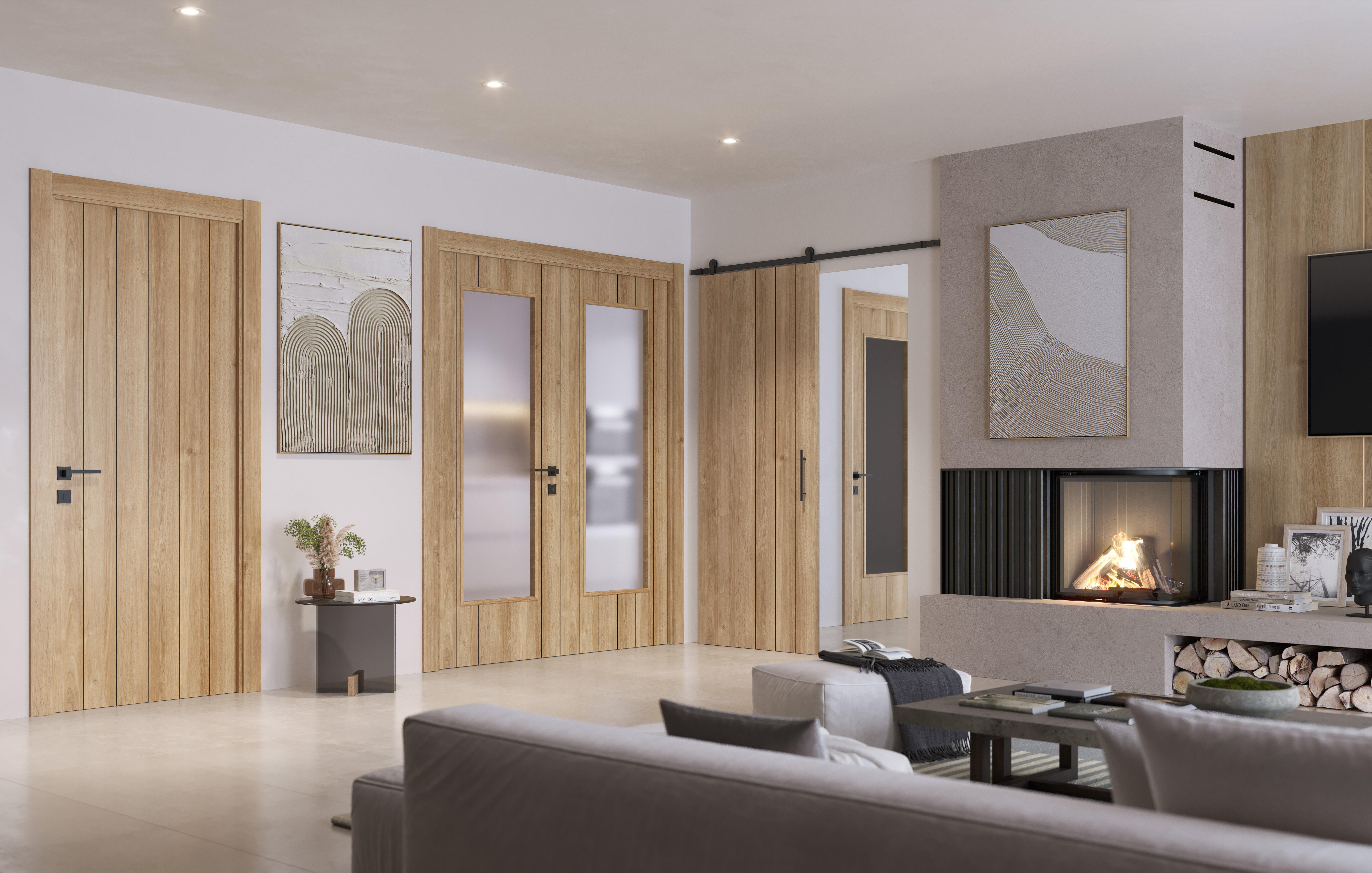 Puerta corredera chicago roble de 62.5x203cm con uñero y condena de la marca Sin marca