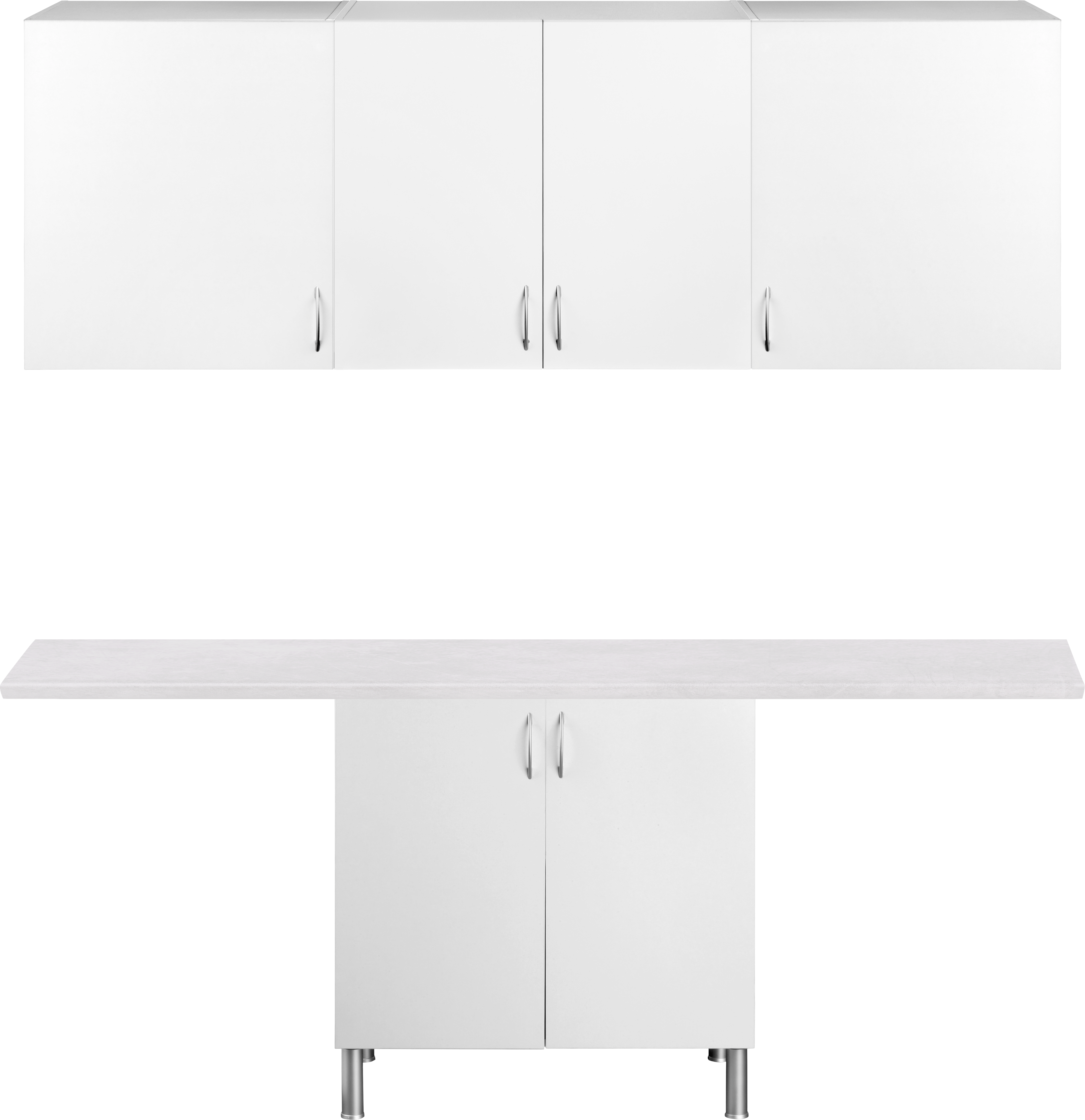 Mueble lavadero en kit basic new blanco 200cm con 3 muebles altos y 1 bajo