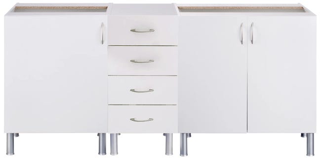 Stratford on Avon Préstamo de dinero Preconcepción Mueble lavadero en kit Basic New blanco 180cm con 3 muebles bajos | Leroy  Merlin