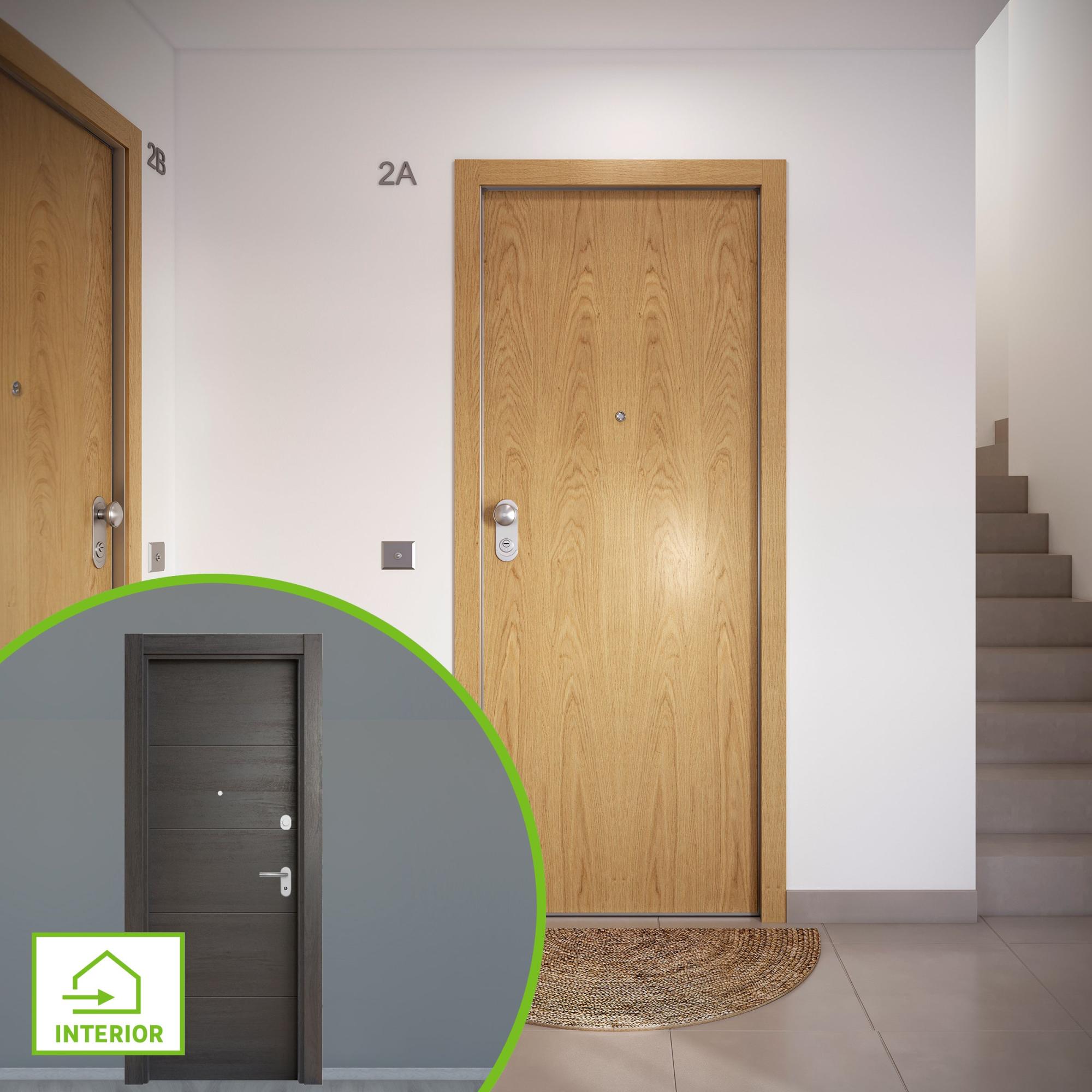 Puerta acorazada omega derecha lisa roble/berna azabache de 204x84 cm de la marca DIERRE